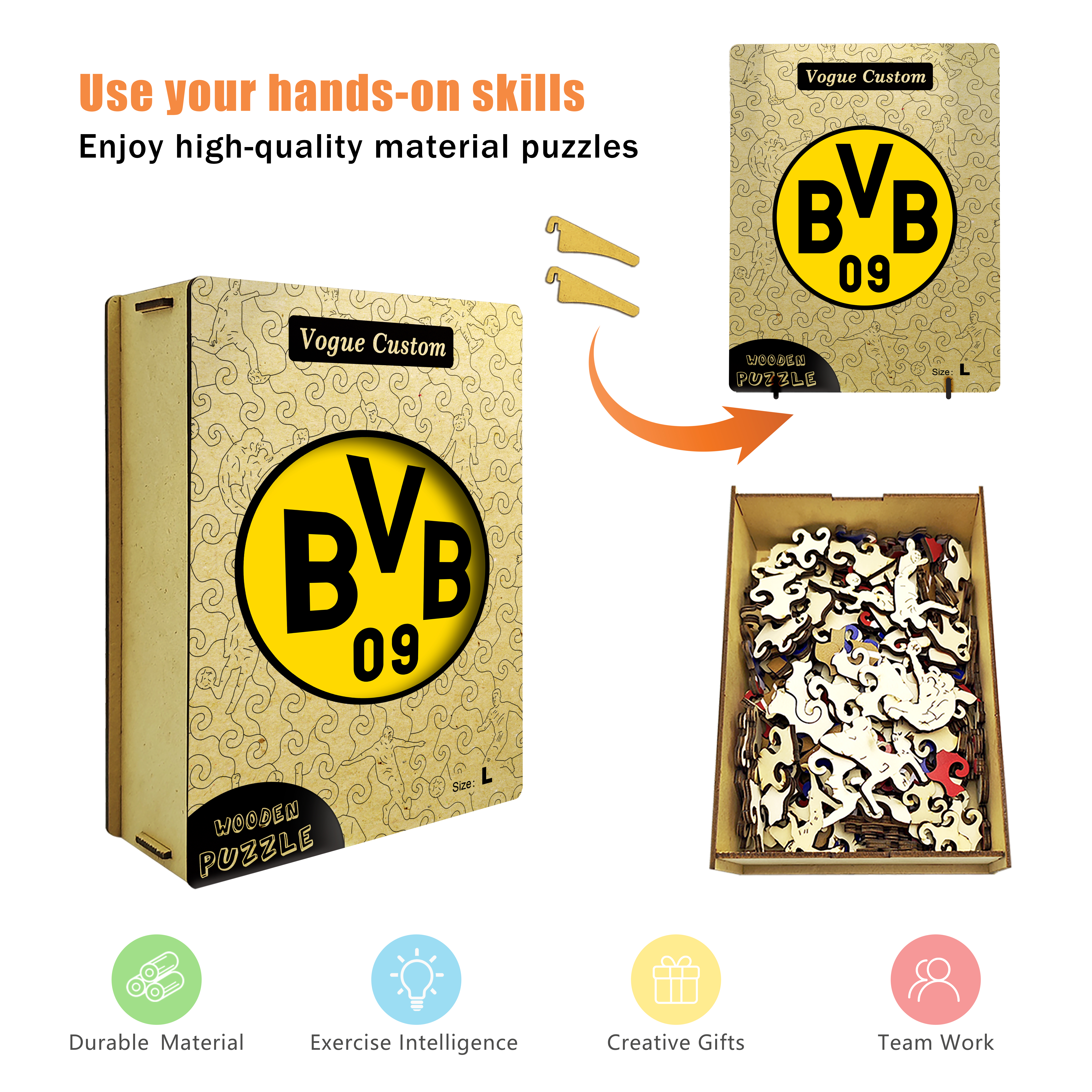 Borussia Dortmund Logo Wooden Jigsaw Puzzle
