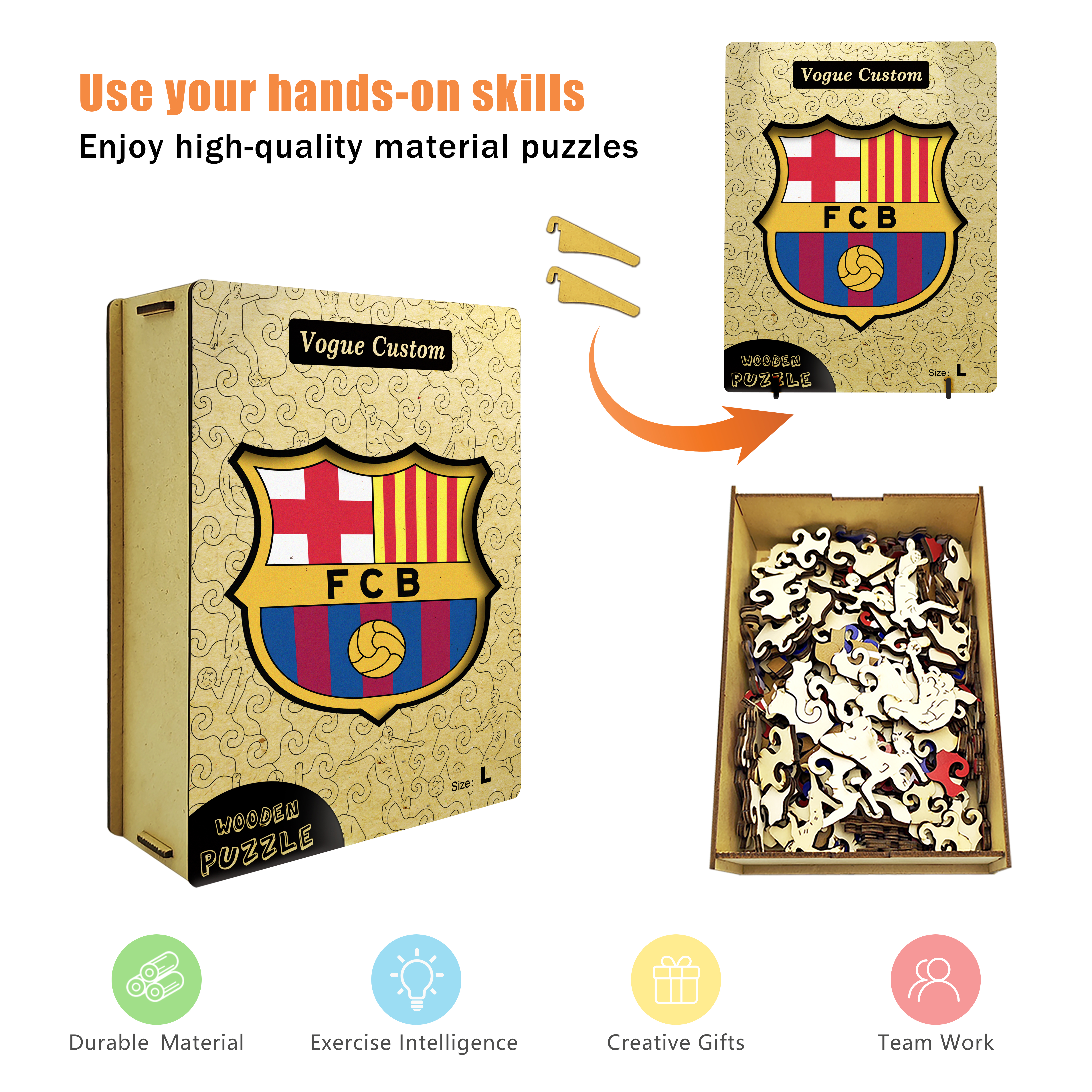 Barcelona Logo Wooden Jigsaw Puzzle