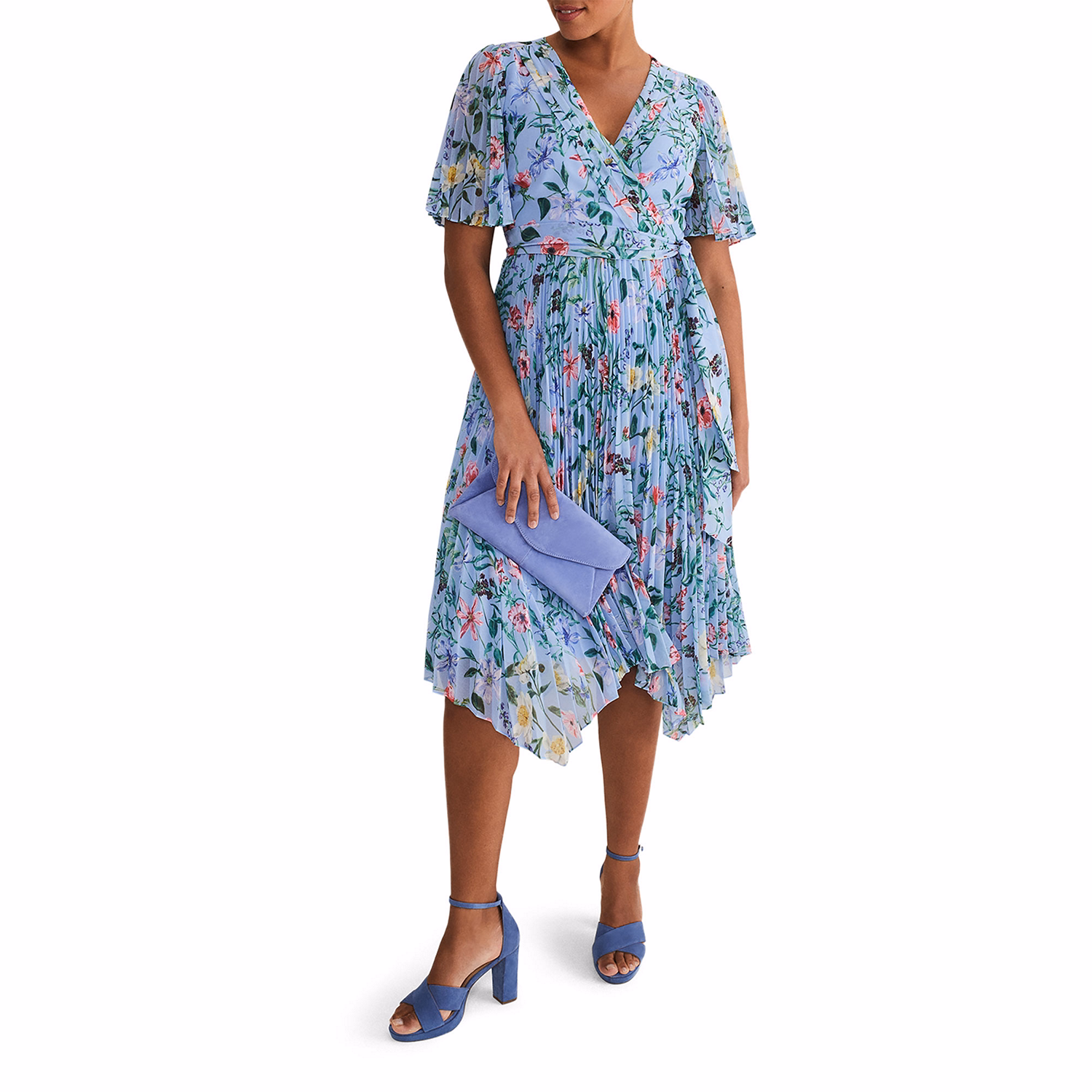 Kendall Floral Print Pleated Wrap Dress