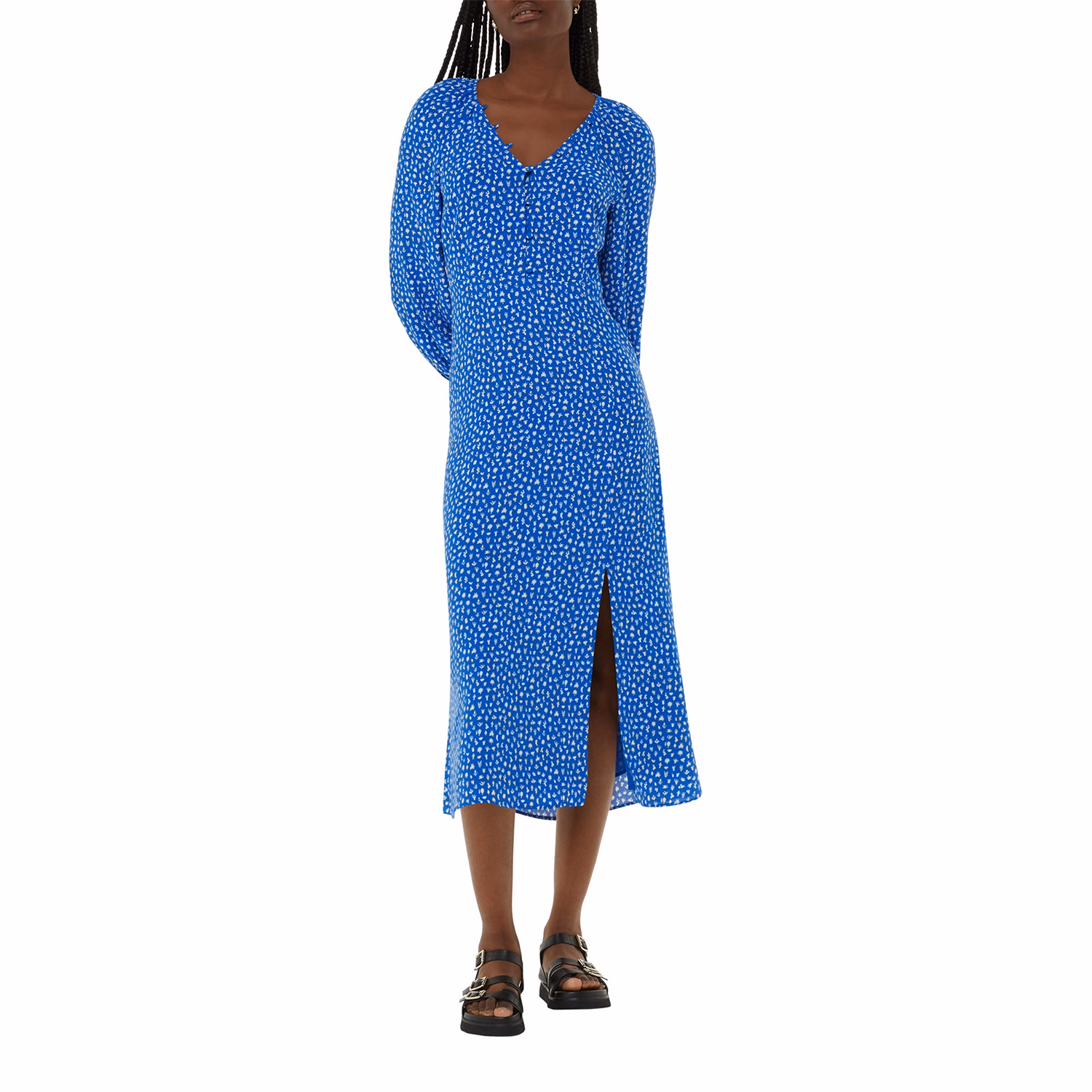 Micro Cactus Print Midi Dress