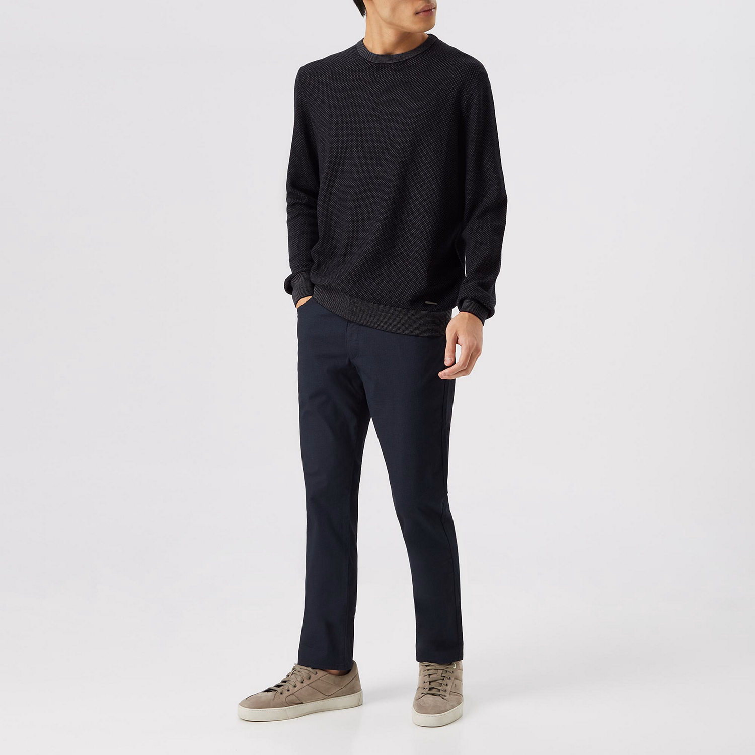 Regular Fit Micro Check Trousers