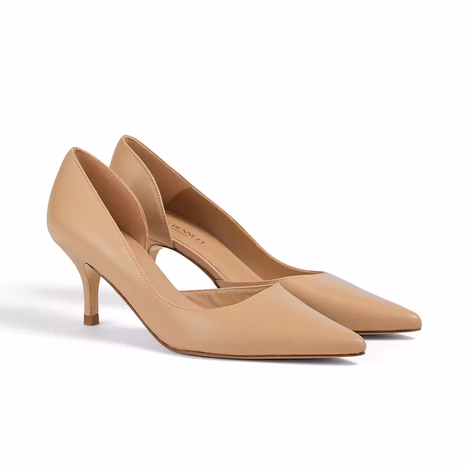Hazel Leather D'Orsey Kitten Heels