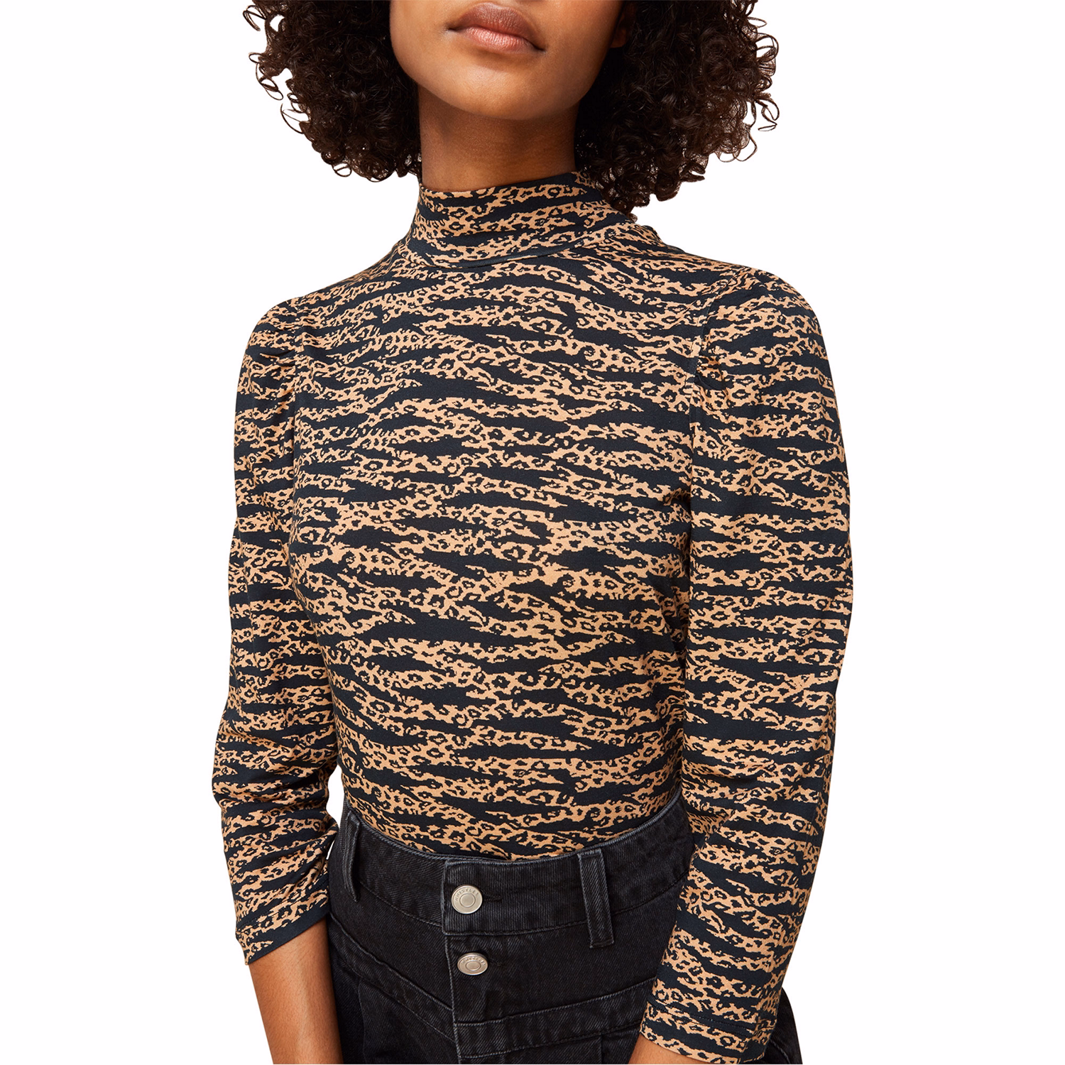 Tiger Leopard Print High Neck Top