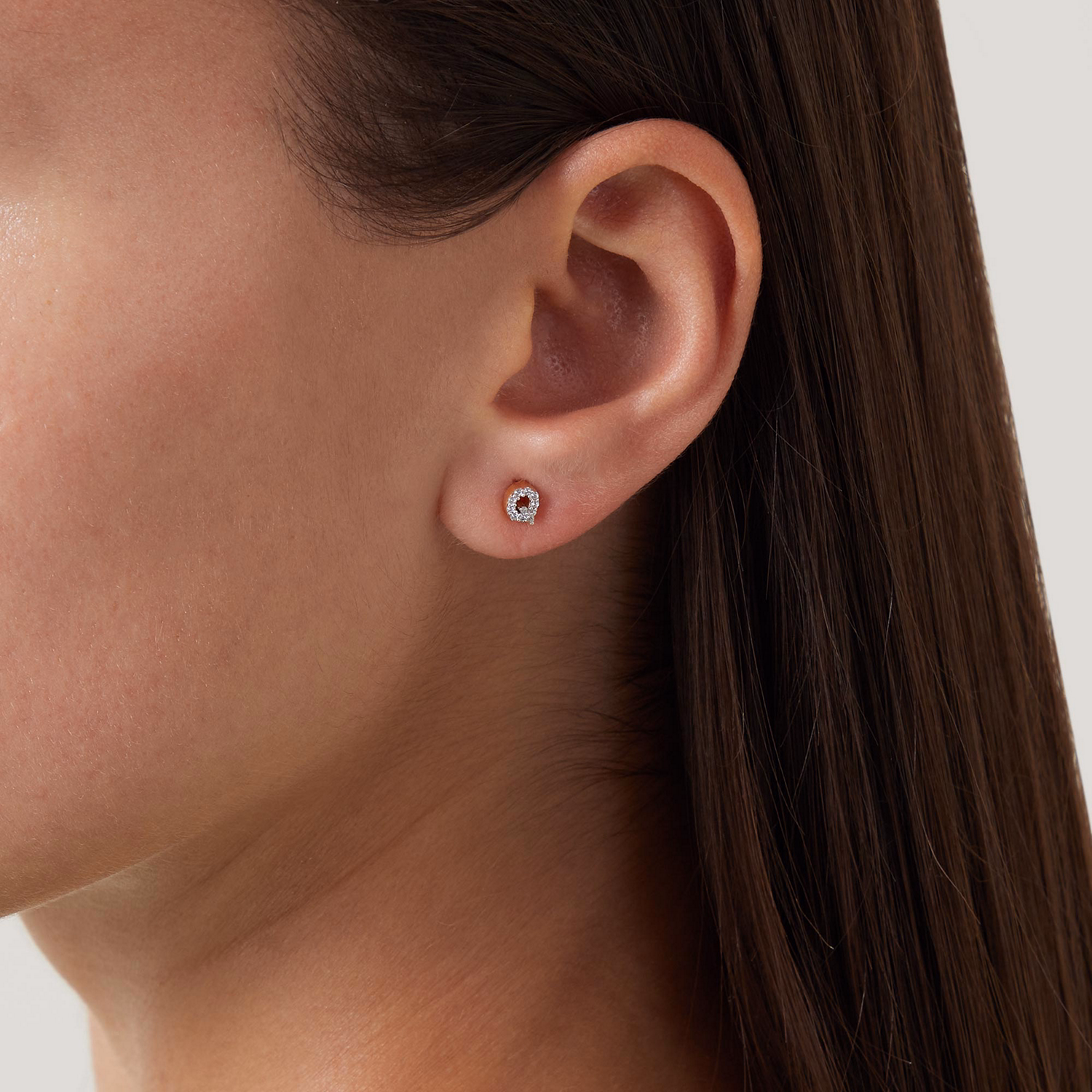 Pavé Gold Plated Initial Stud Earring Q