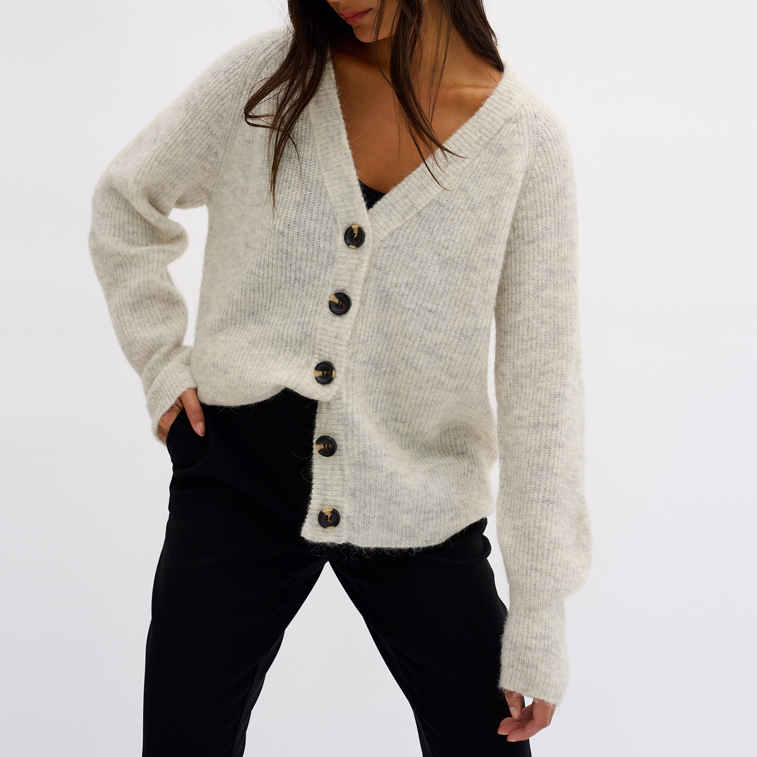 Button Rib Knit Cardigan