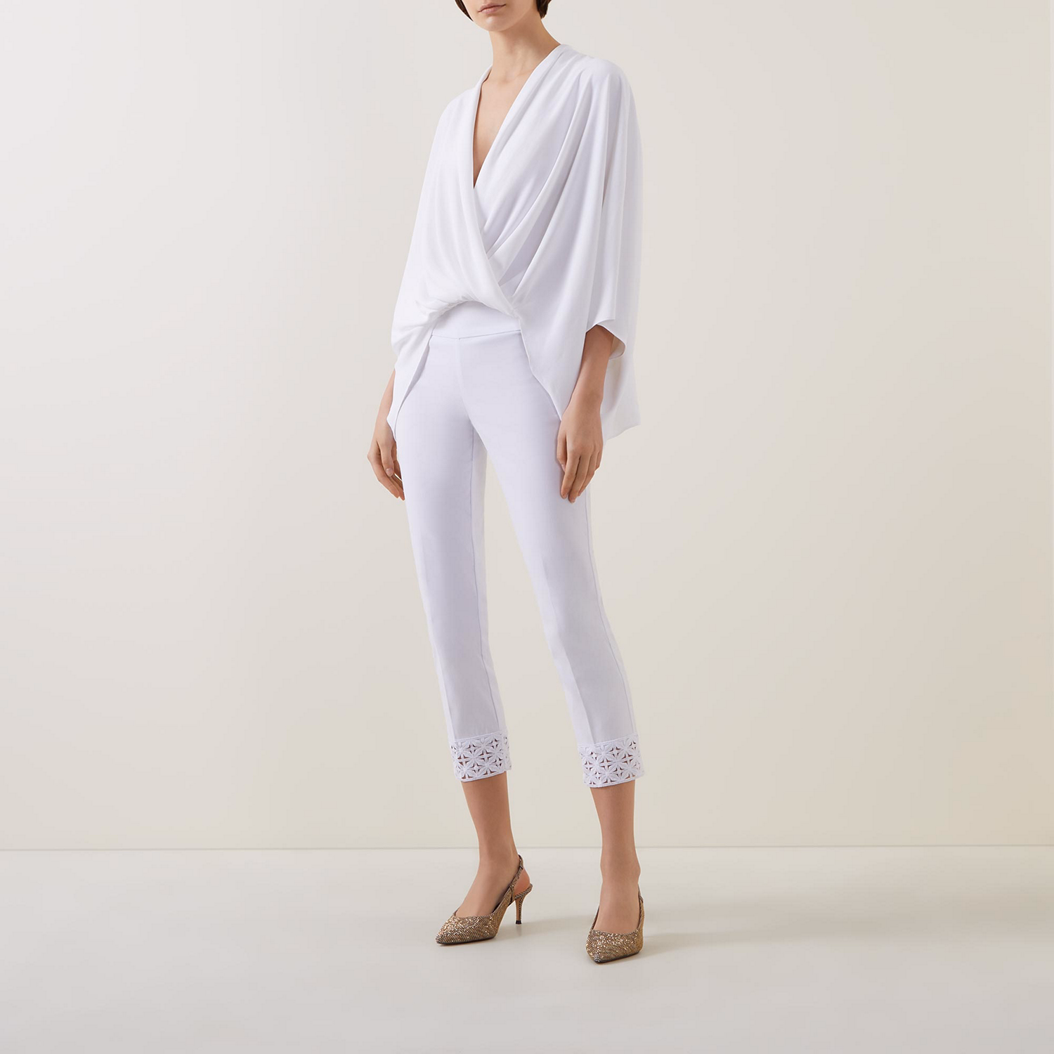 Lace-Trim Cropped Trousers