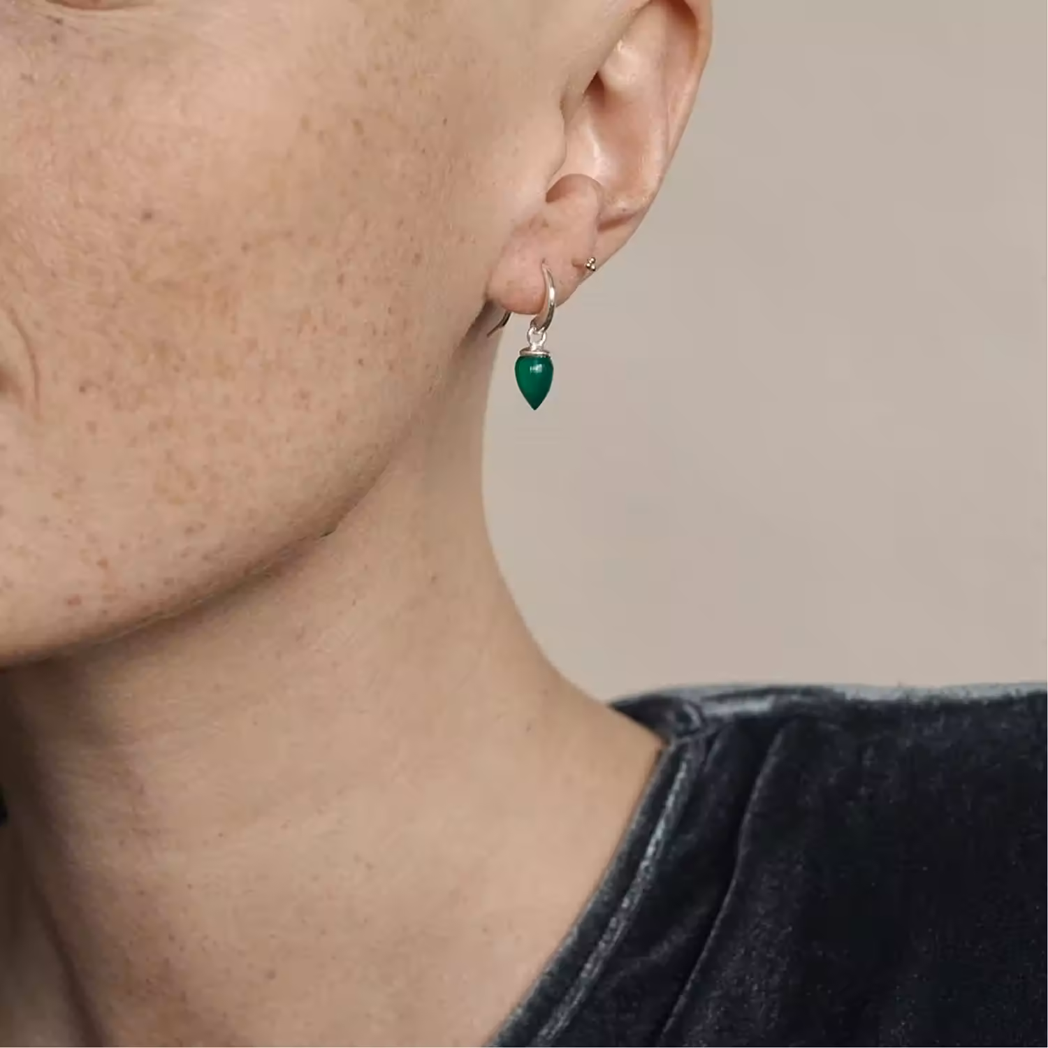 Relic Droplet Green Onyx Earrings
