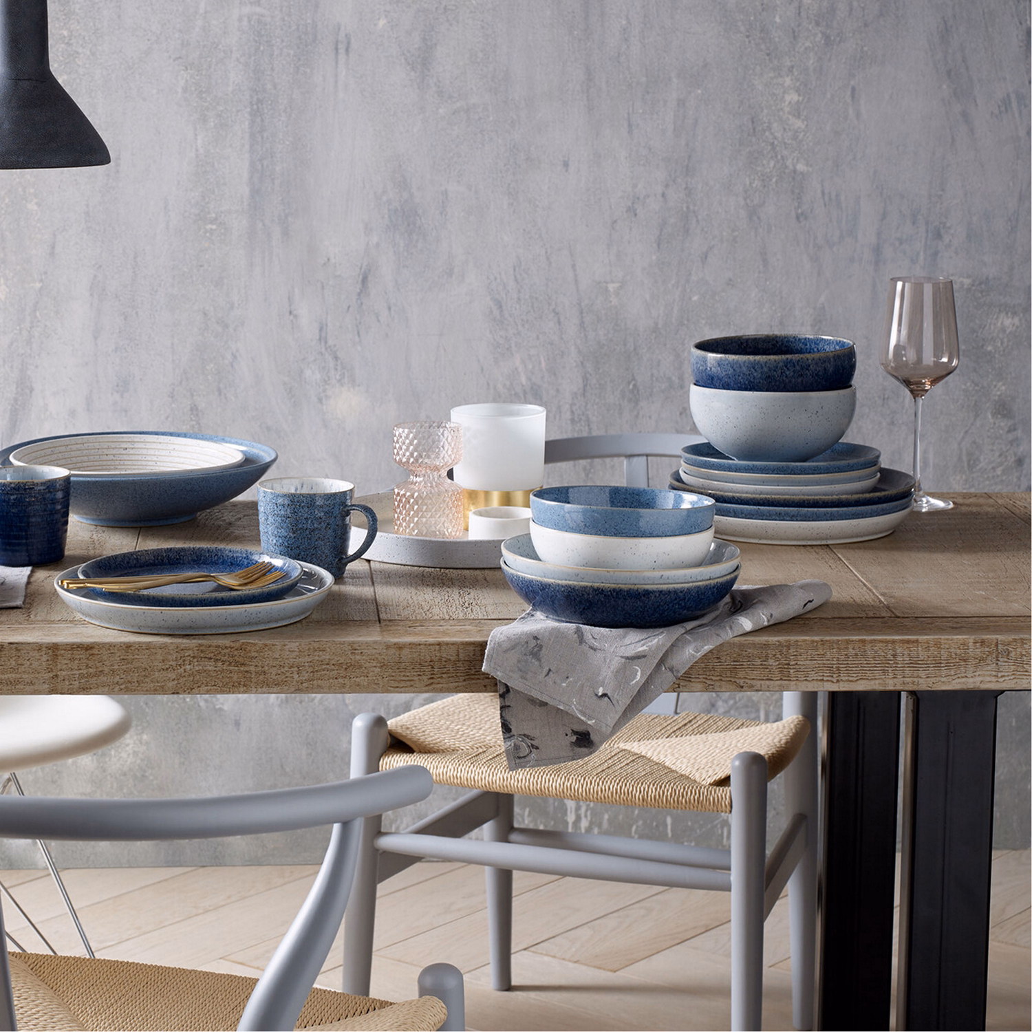 Studio Blue Flint Large Ridged Bowl