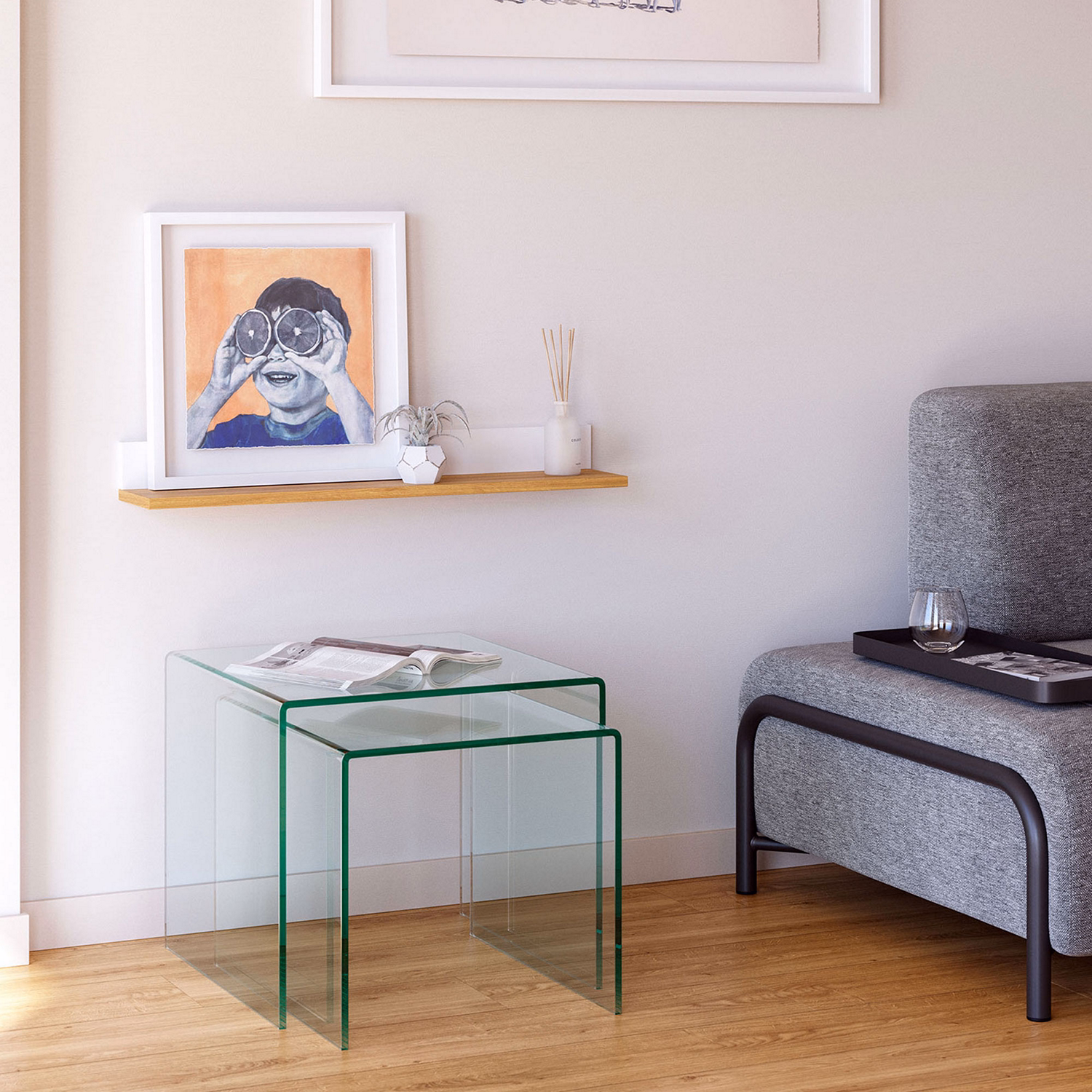 Burano Nest of 2 Glass Tables