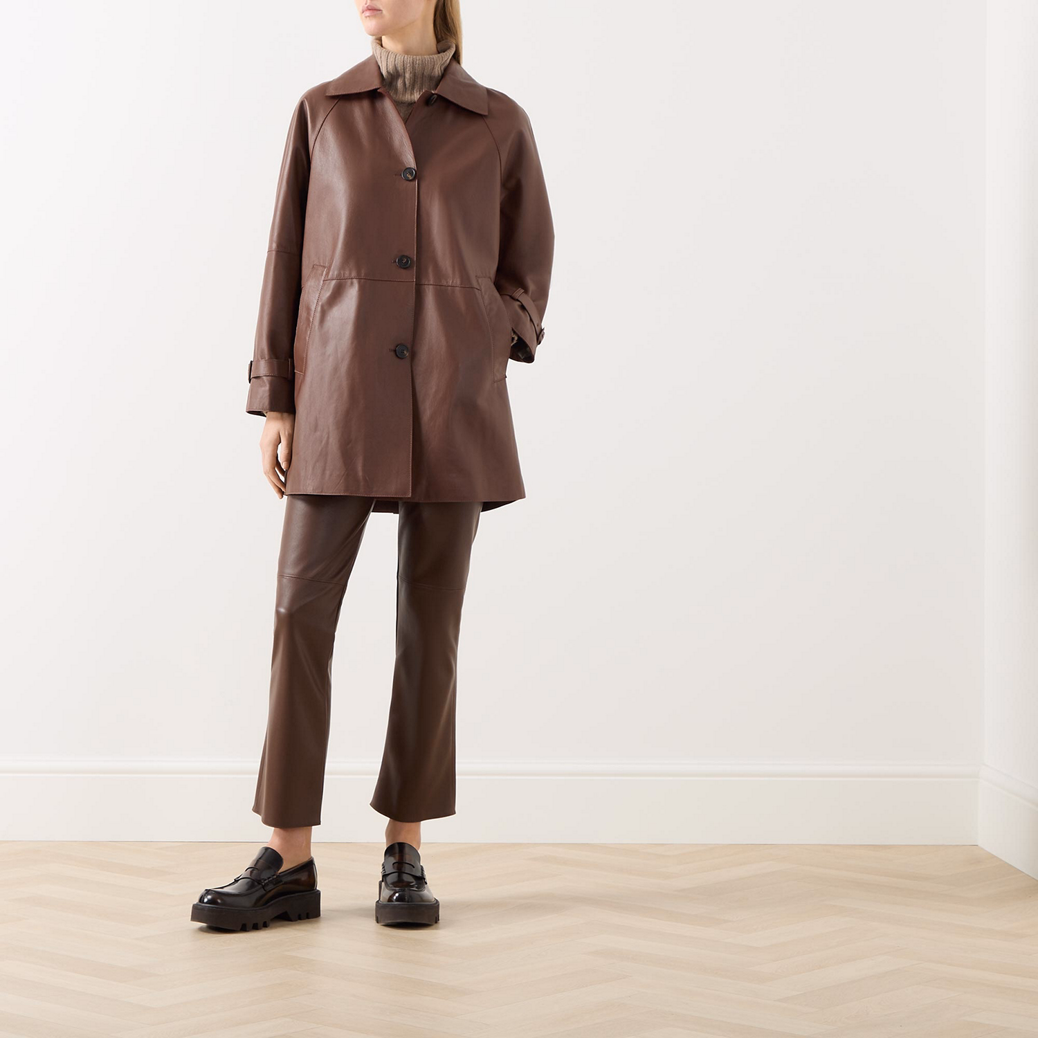 Nevada Leather Trench Coat