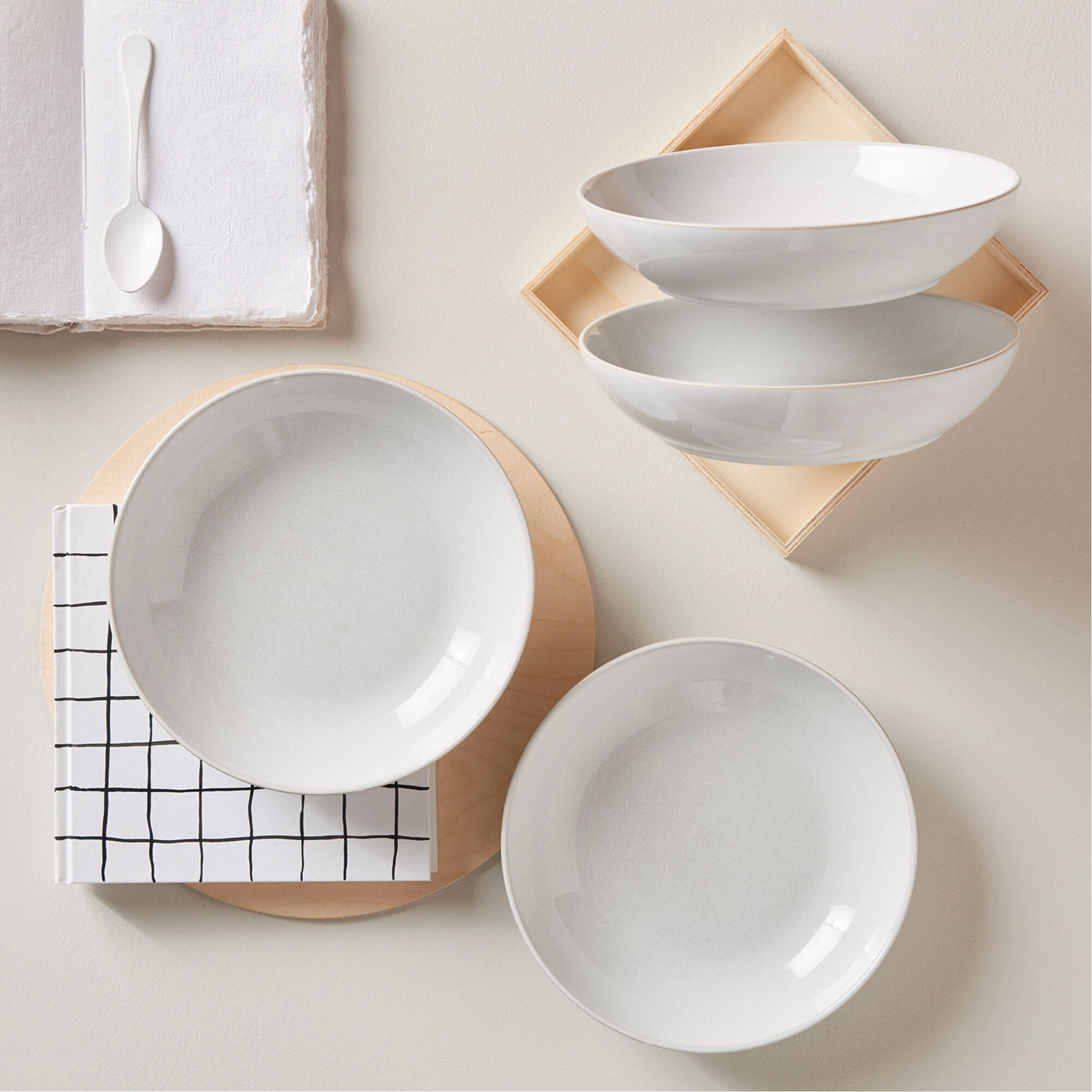 Elements Stone White Set of Four Pasta Bowls