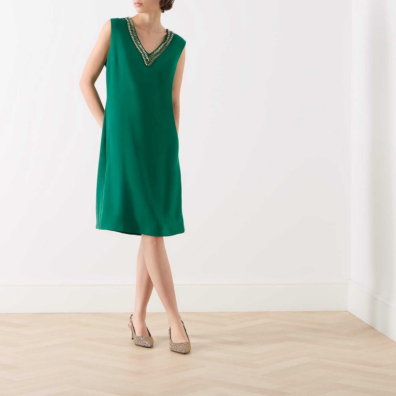 Sequin-Embellished Shift Dress