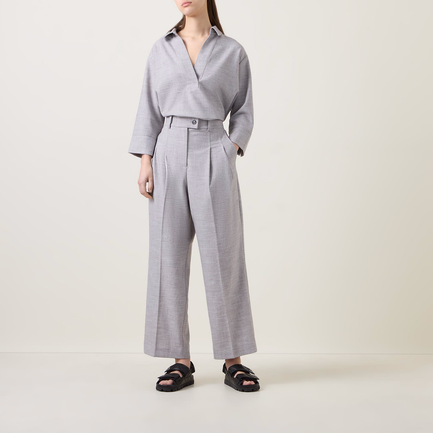 Perlias High-Rise Flannel Trousers