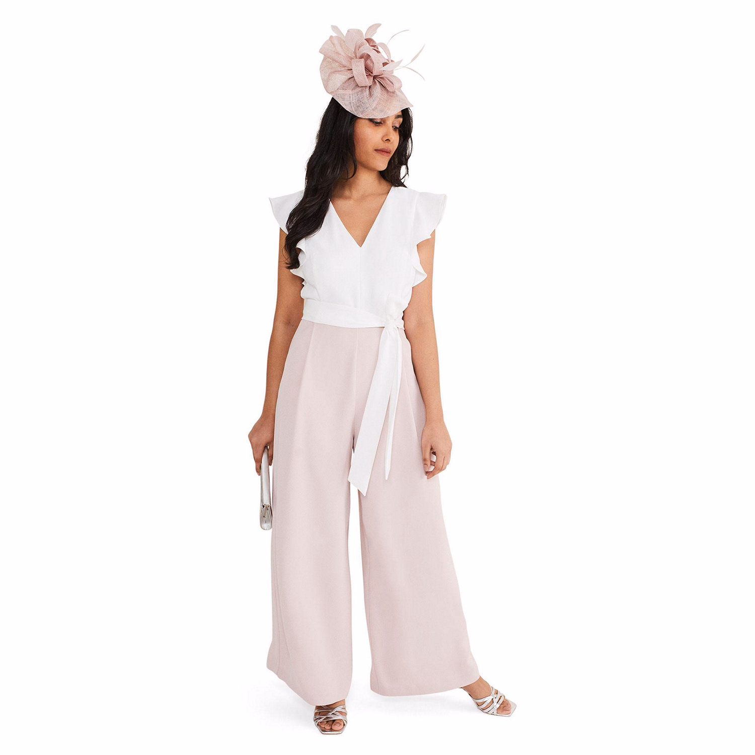 Petite Kallie V Neck Frill Jumpsuit
