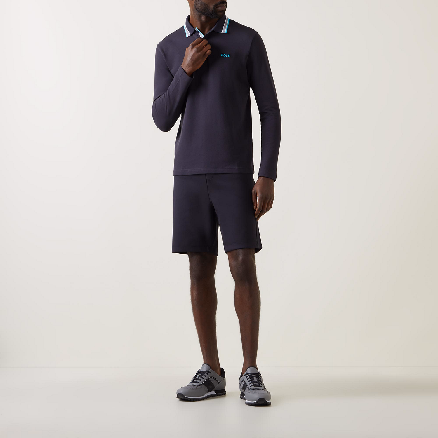 Plisy Logo Long-Sleeved Polo Shirt