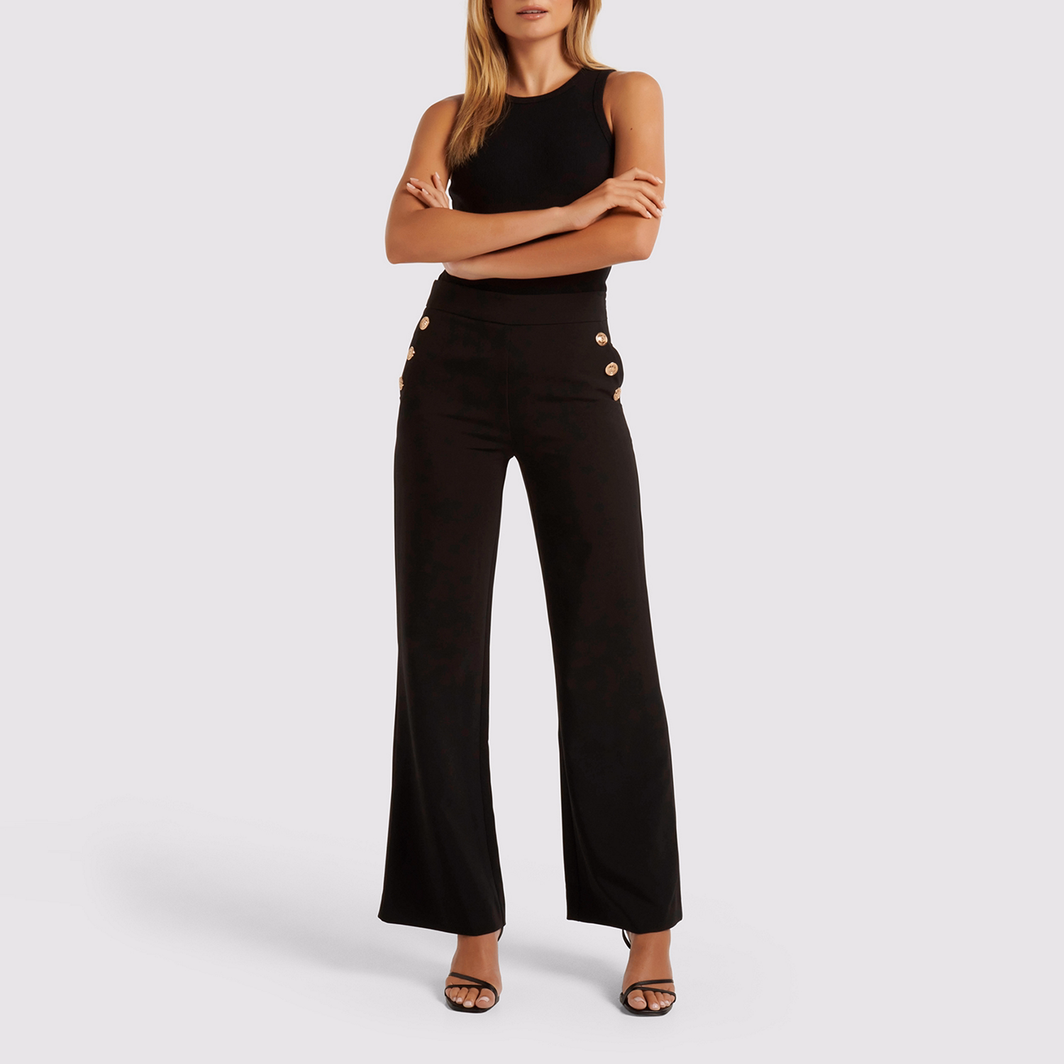 Megan High-Rise Relaxed-Fit Wide-Leg Trousers