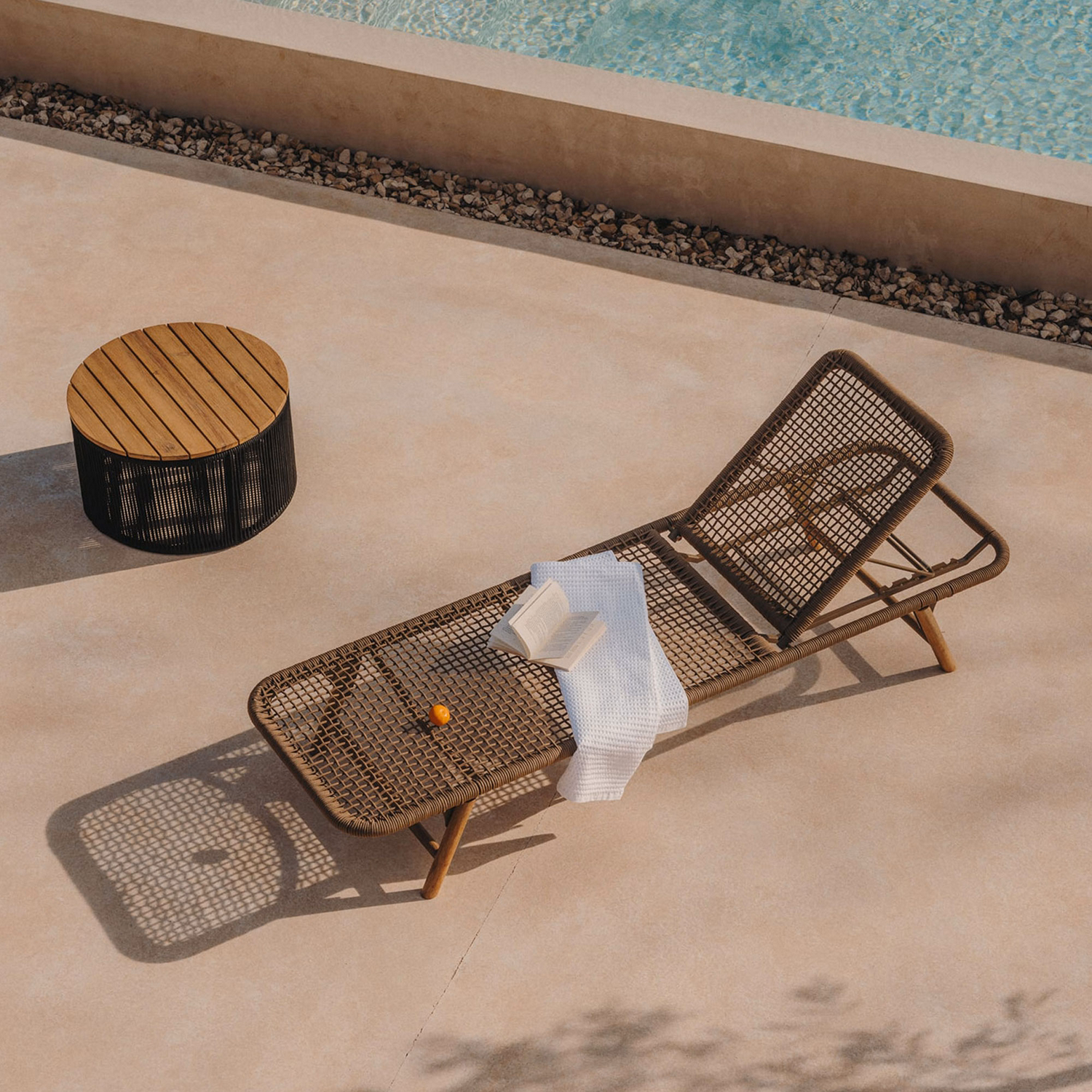 Dandara Coffee Table ?60cm Black Cord + Solid Acacia Wood