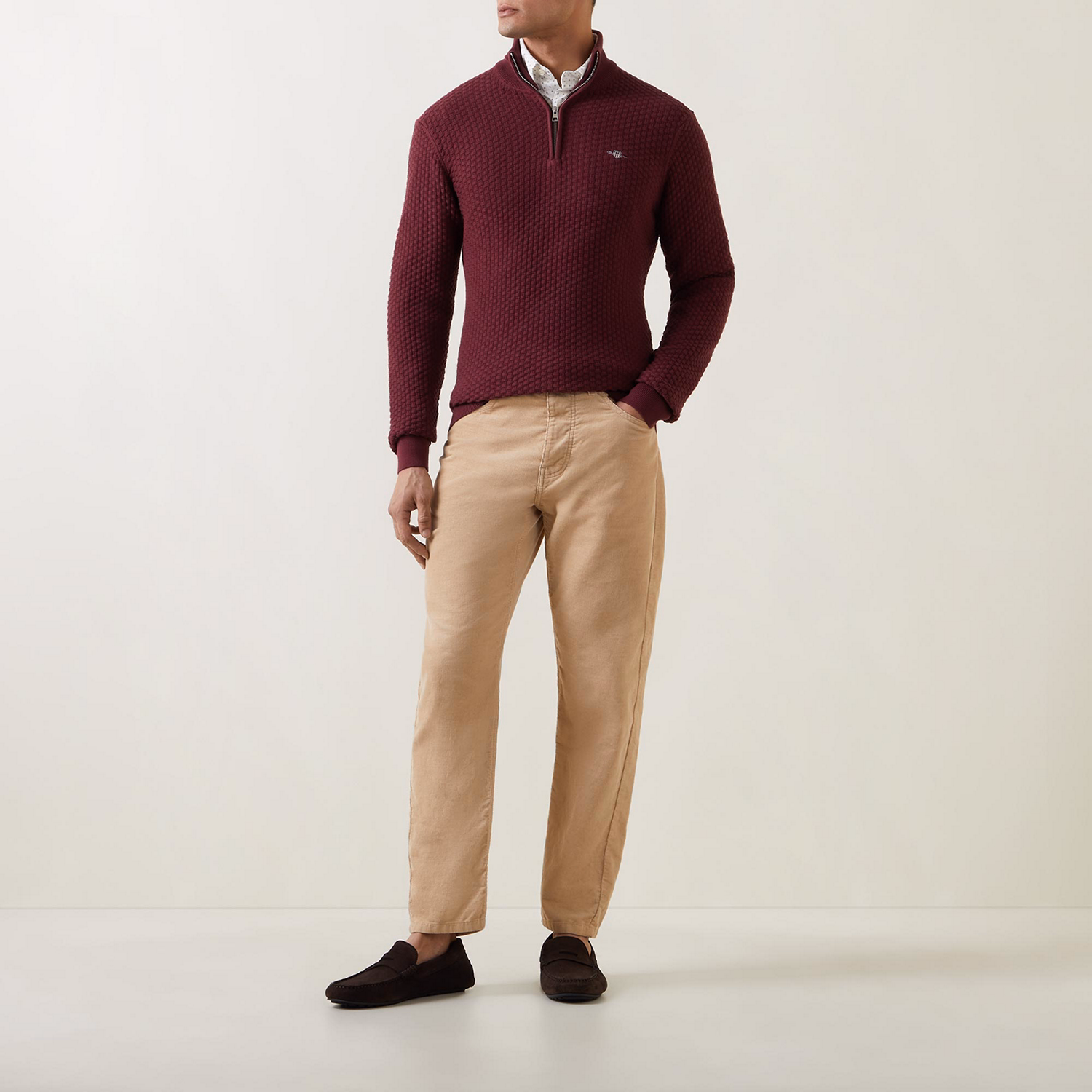 Textured-Knit Half-Zip Sweatshirt