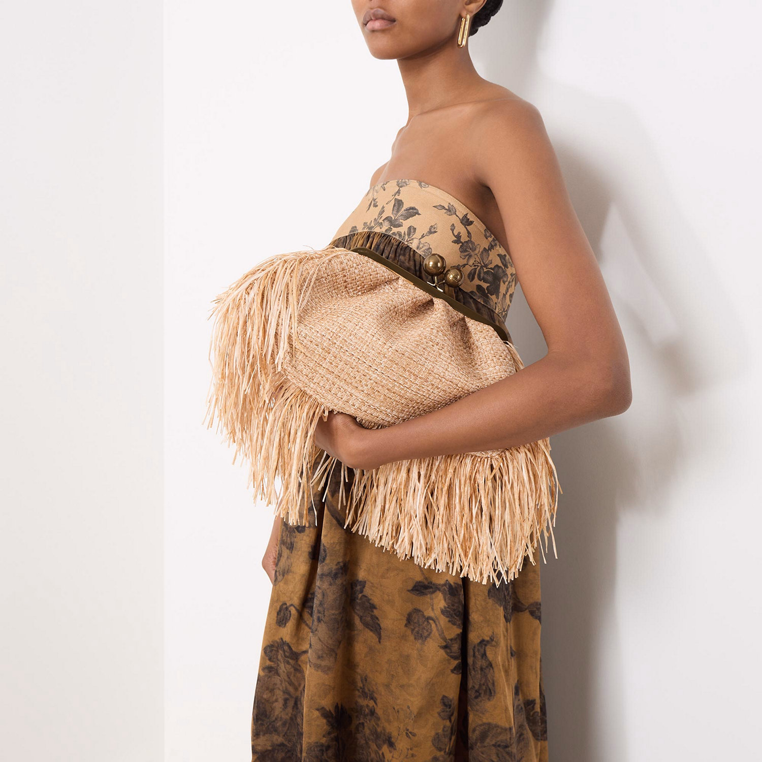 Belford Raffia Fringe Clutch