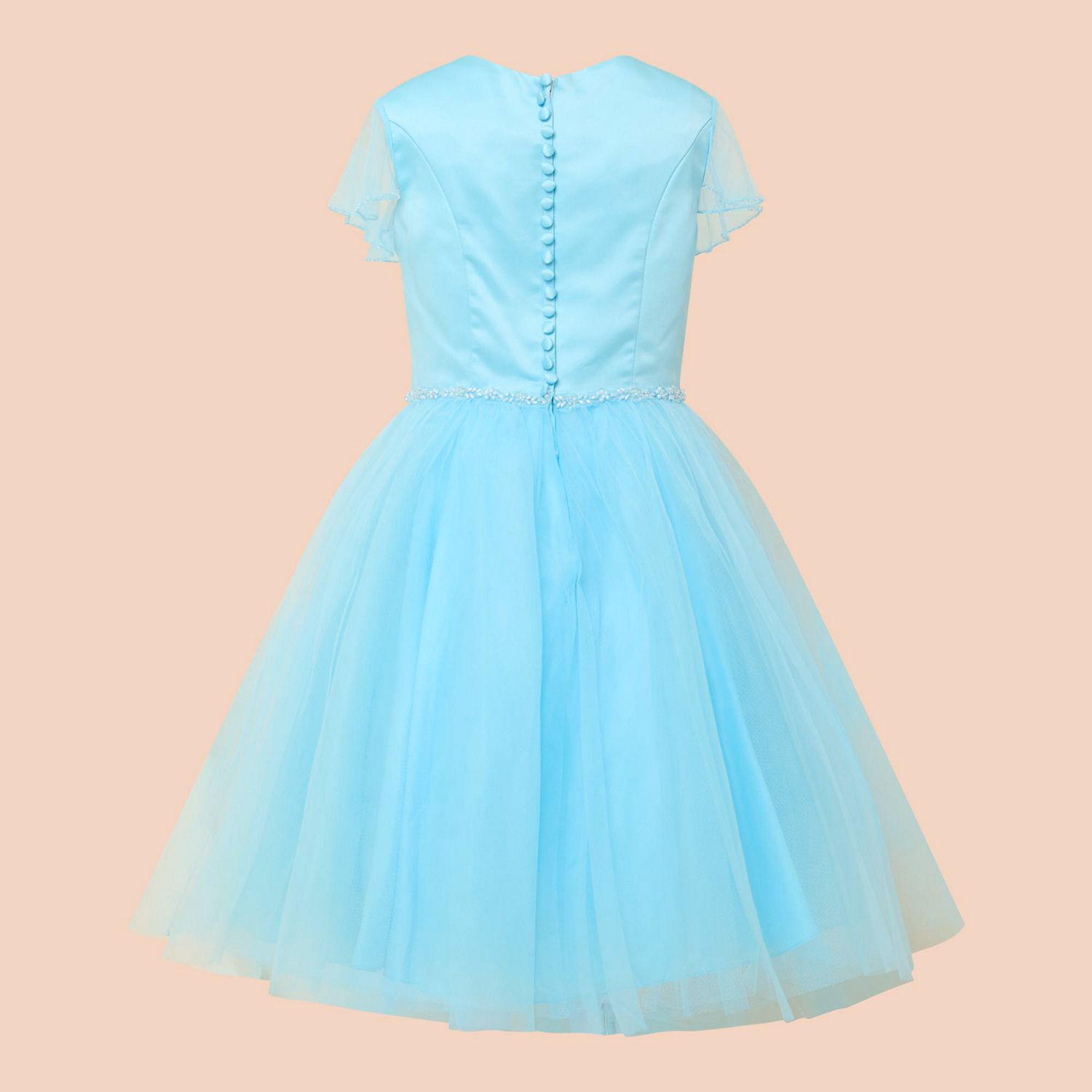 Flutter-Sleeved Tulle Dress