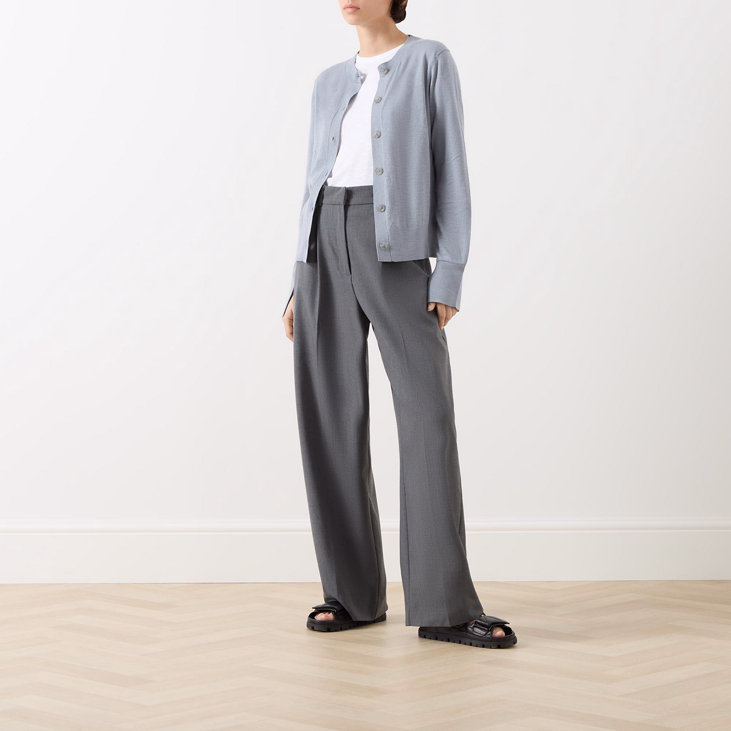 Fine-Knit Button-Down Cardigan