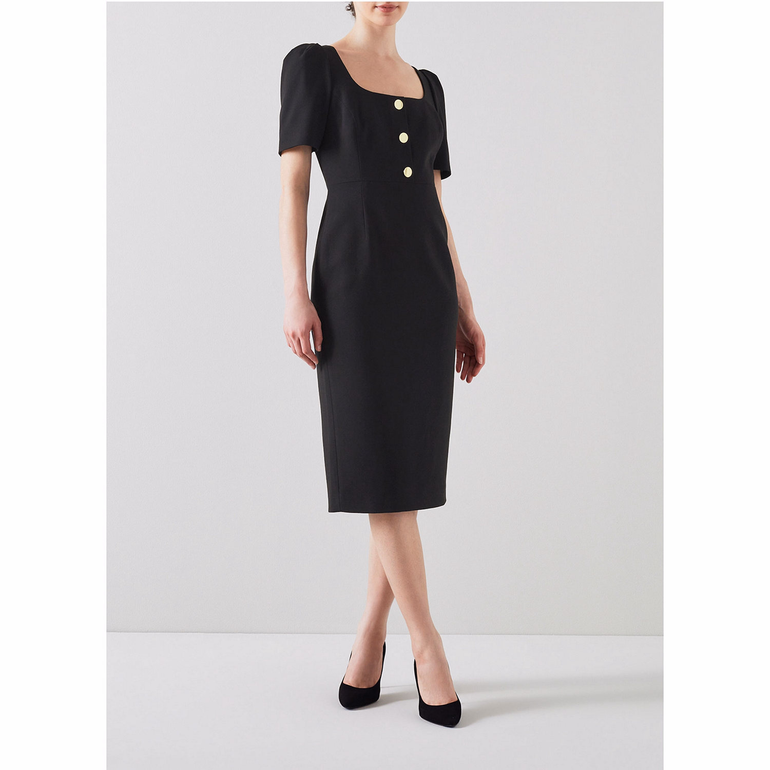Folly Crepe Buttoned Pencil Dress
