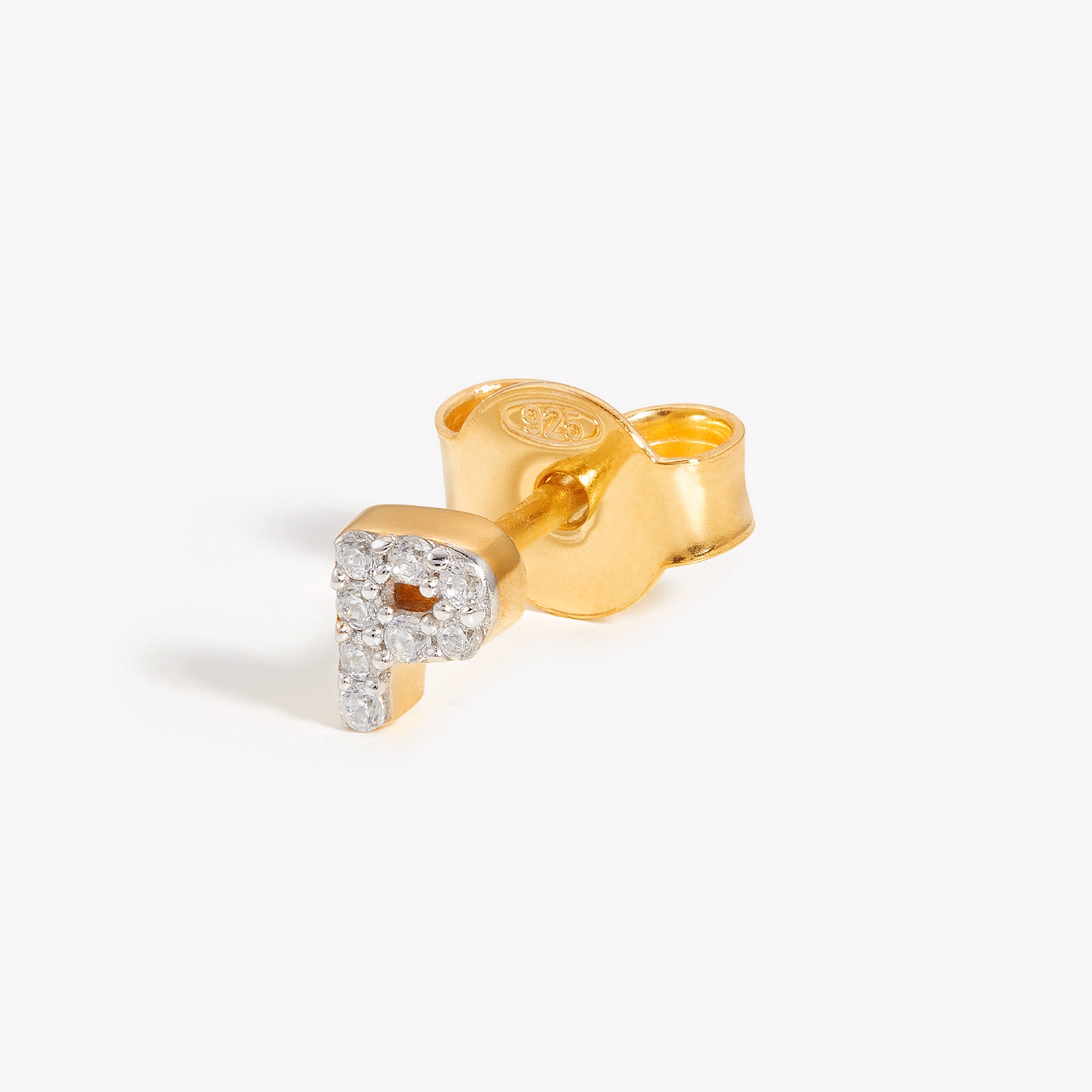 Pavé Gold Plated Initial Stud Earring P