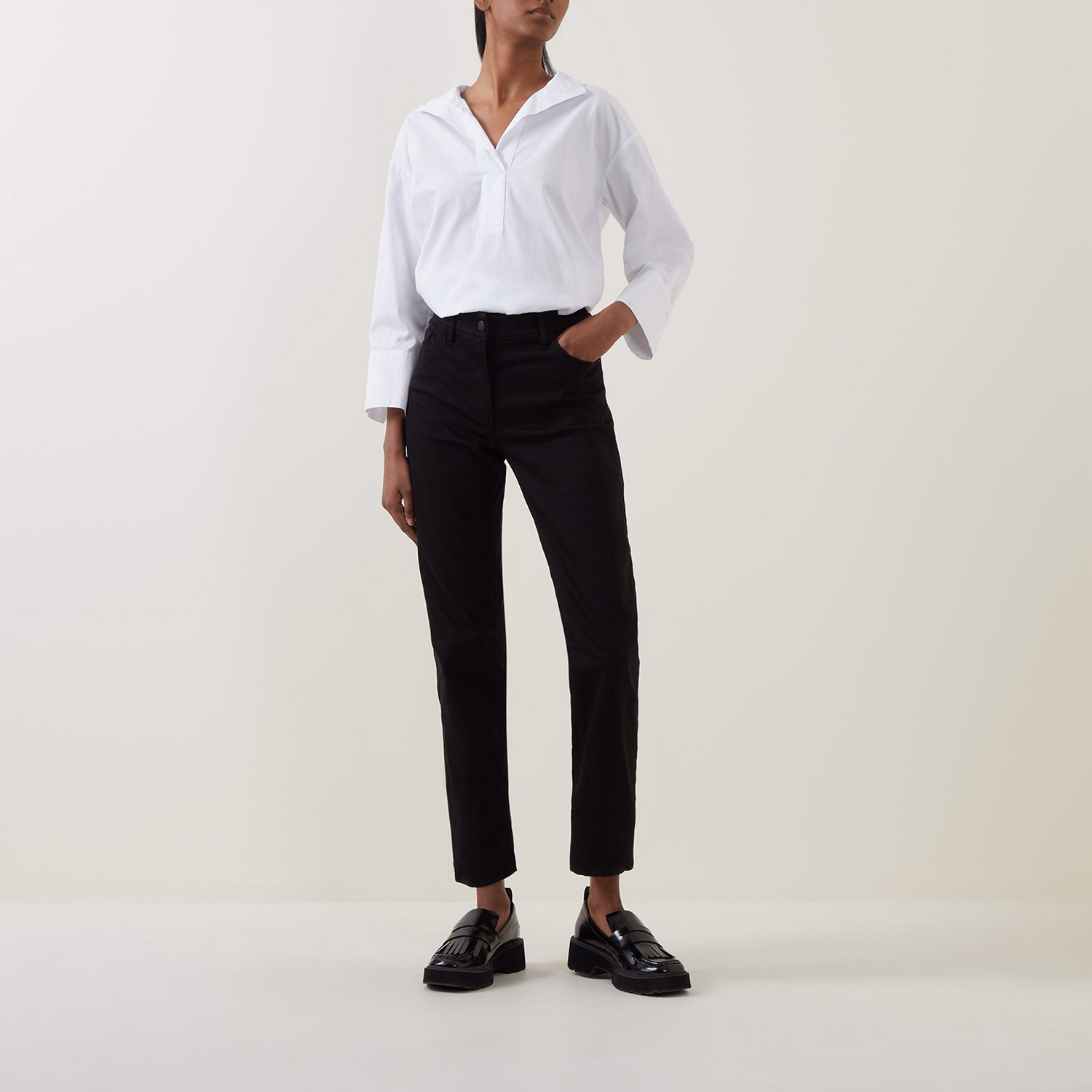 Mid-Rise Straight Leg Trousers