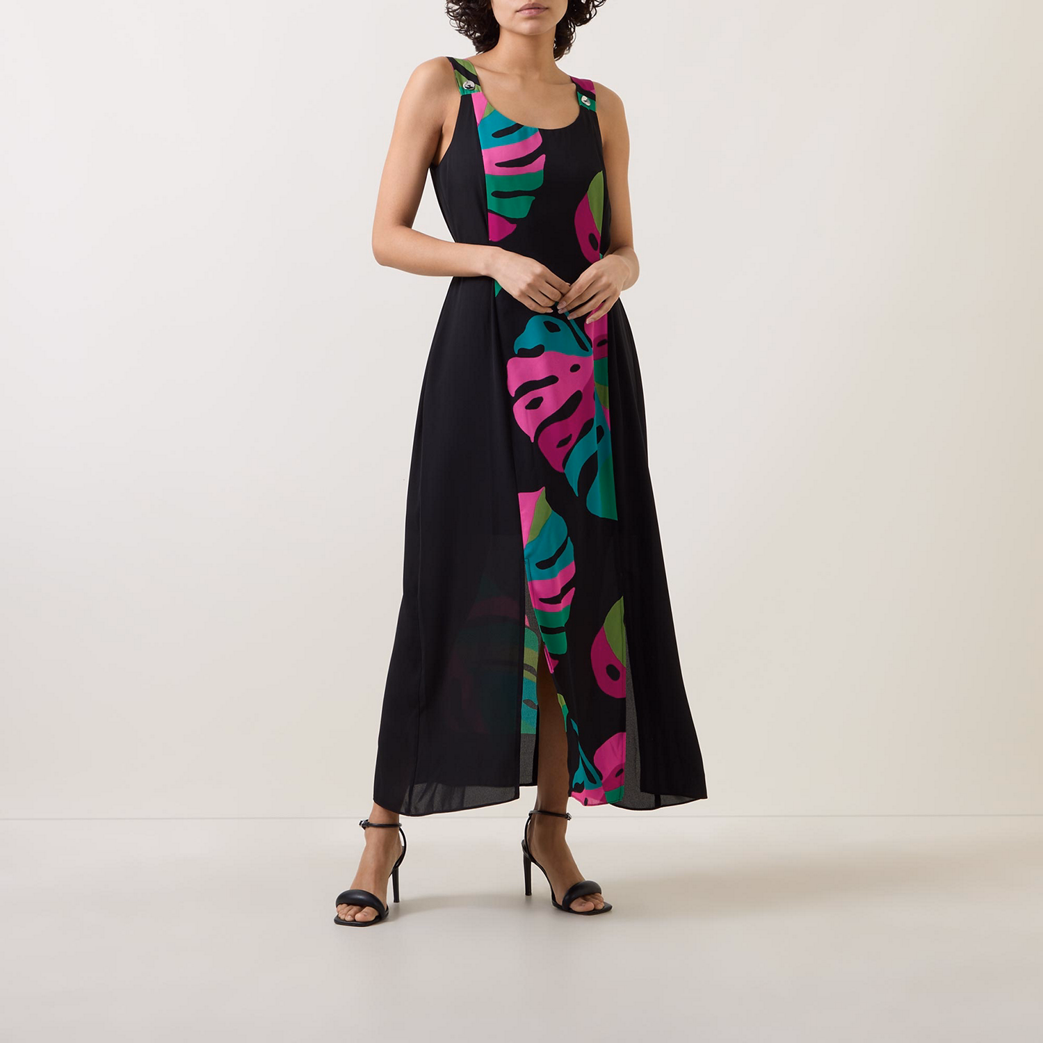 Tropical Panel Semi-Sheer Dress