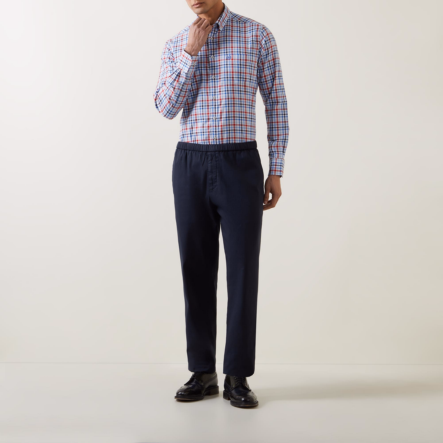 Mini Check Single-Cuff Casual Shirt