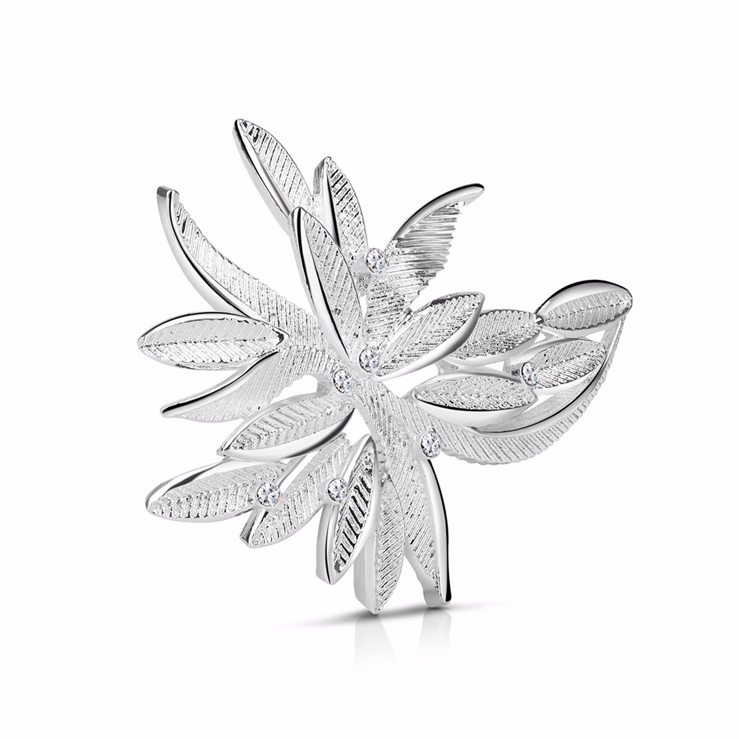 Silver Plated Leaf Brooch