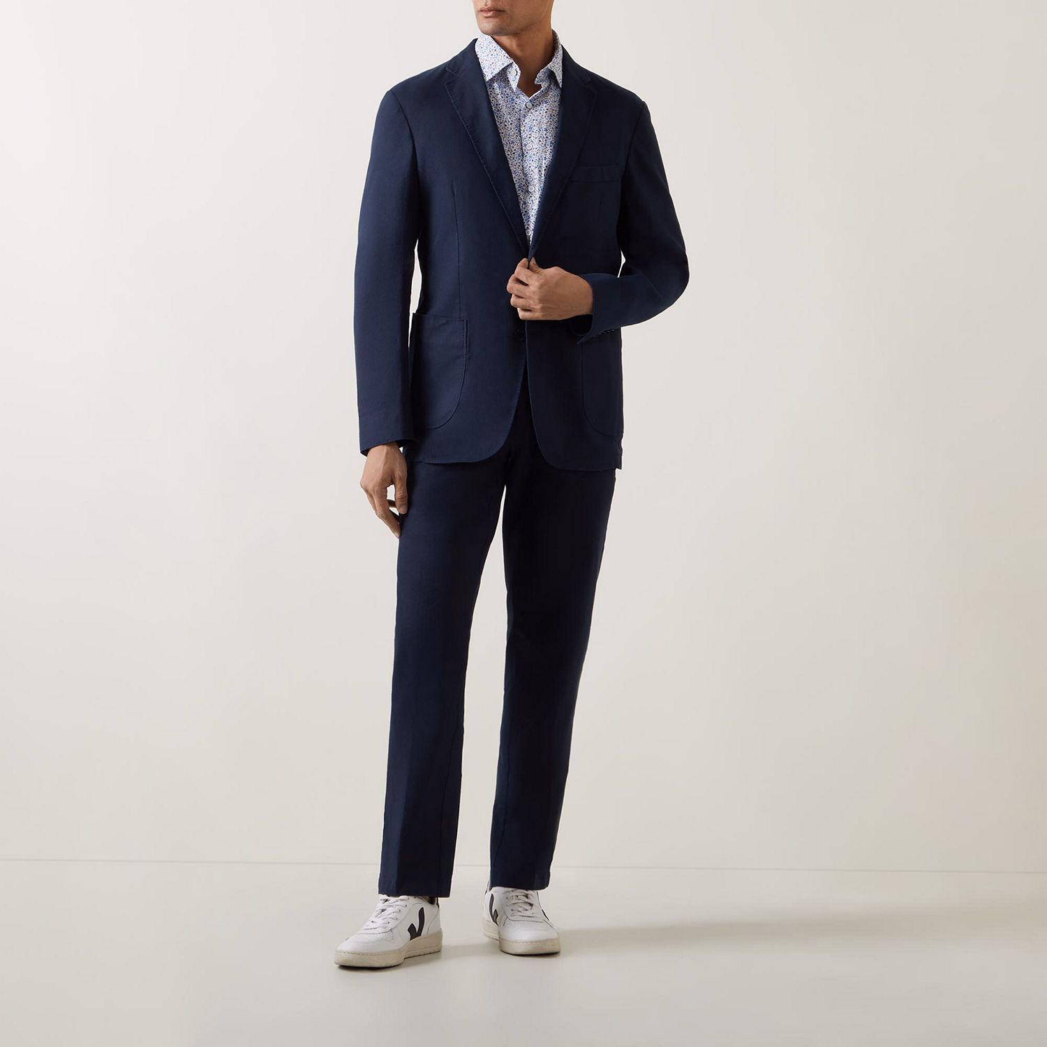 Single-Breasted Linen-Blend Jacket