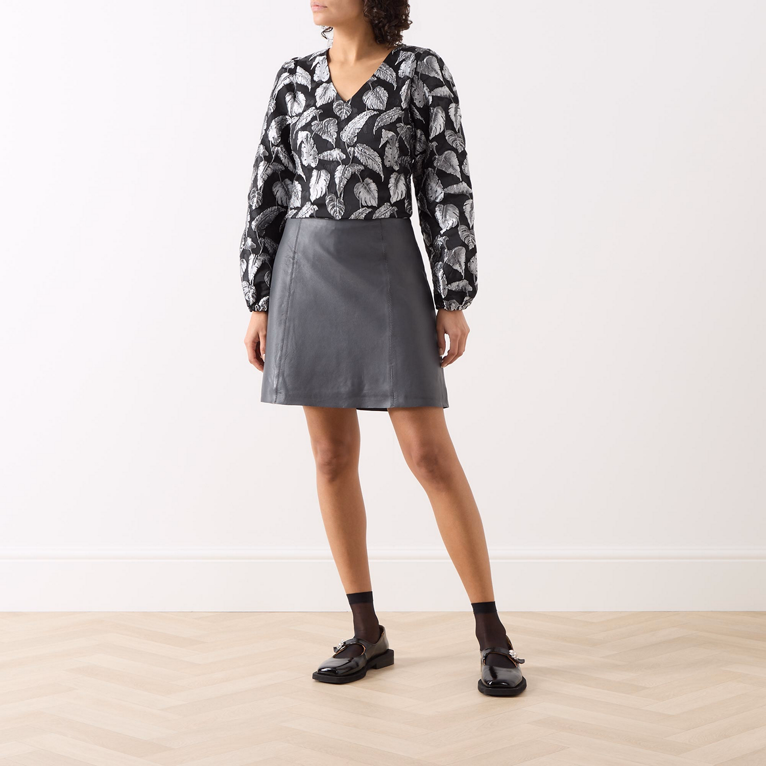 Paula Leaf Tie-Fastening Blouse