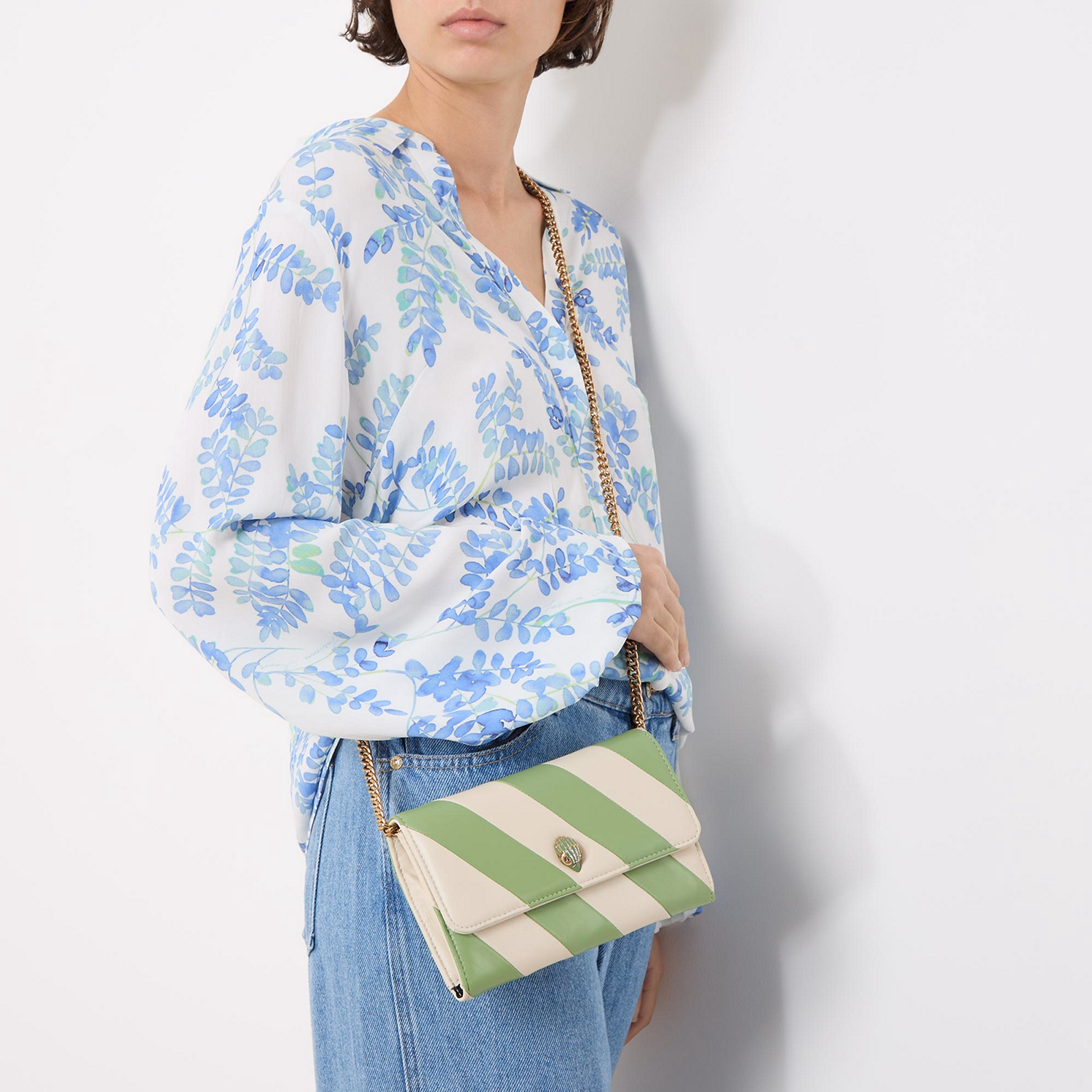 Kensington Mini Striped Wallet Chain Clutch