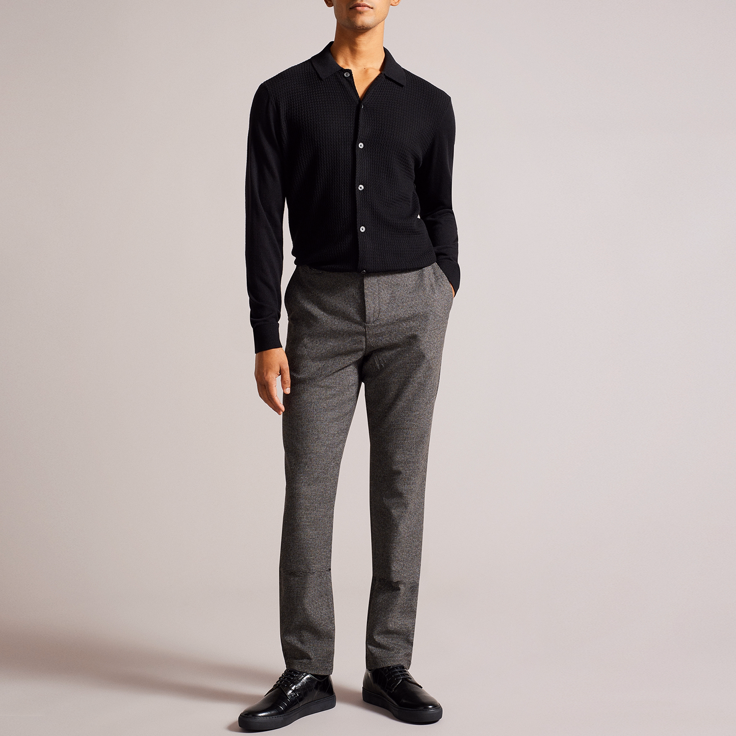 Ziyech Slim Houndstooth Chino Trousers