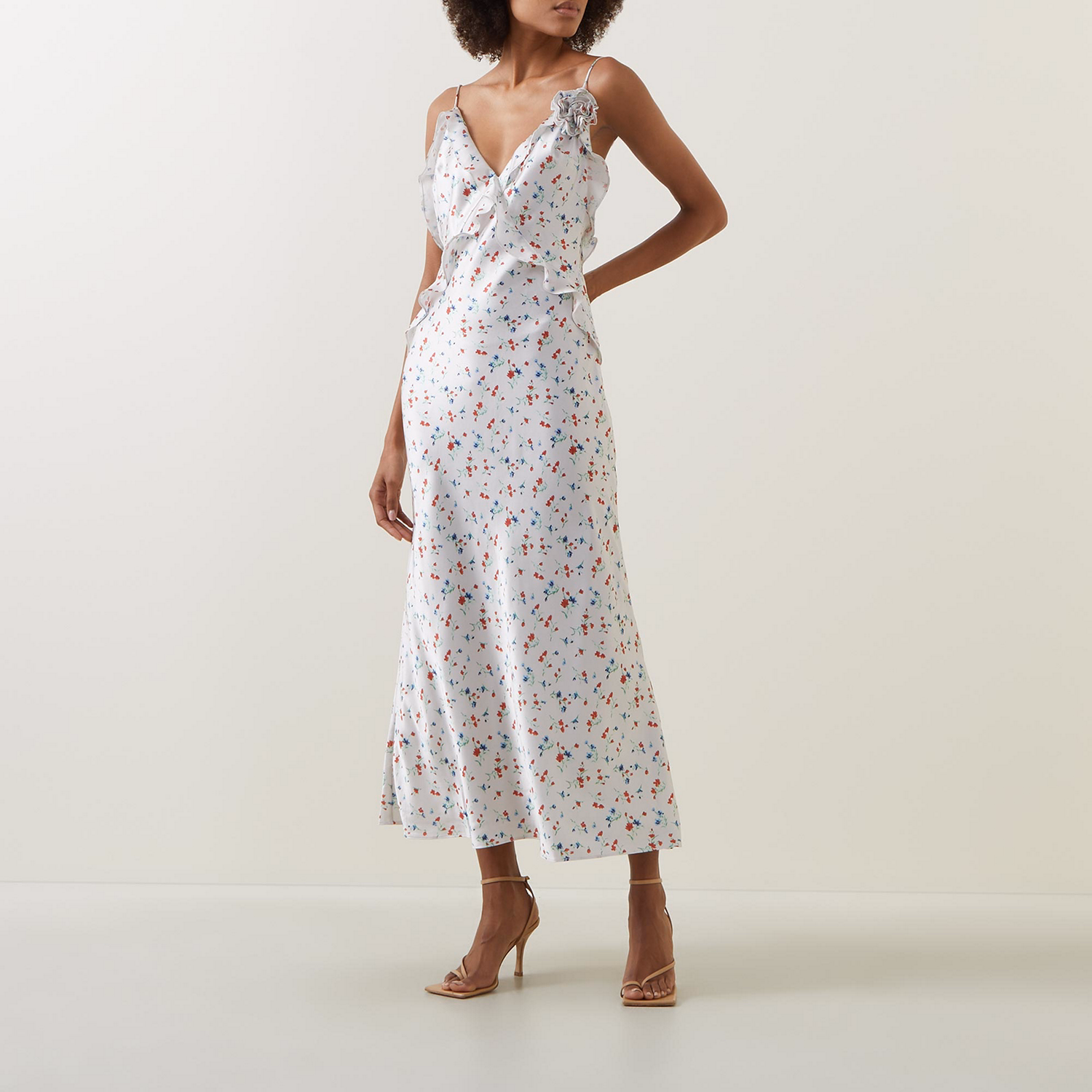 Olea Floral Ruffle Slip Dress