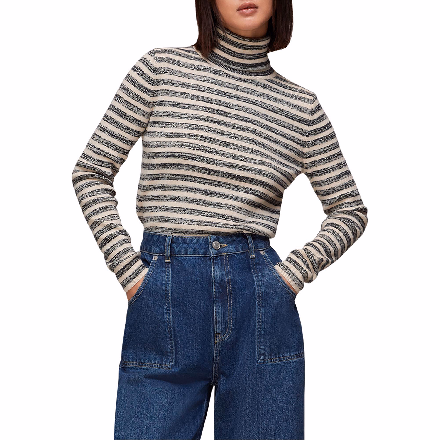 Stripe Polo Neck Sweater