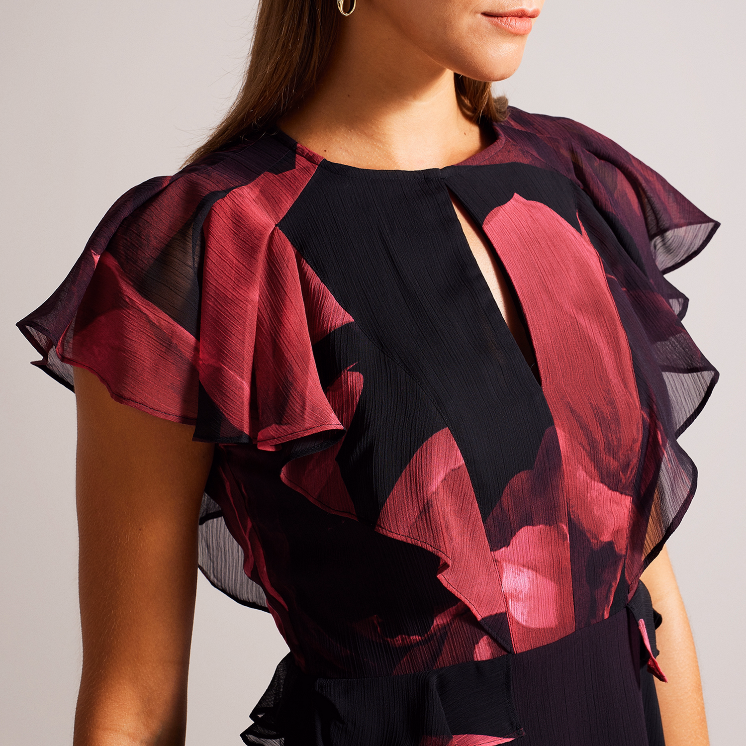 Bjorkaa Angel Sleeve Printed Midi Dress