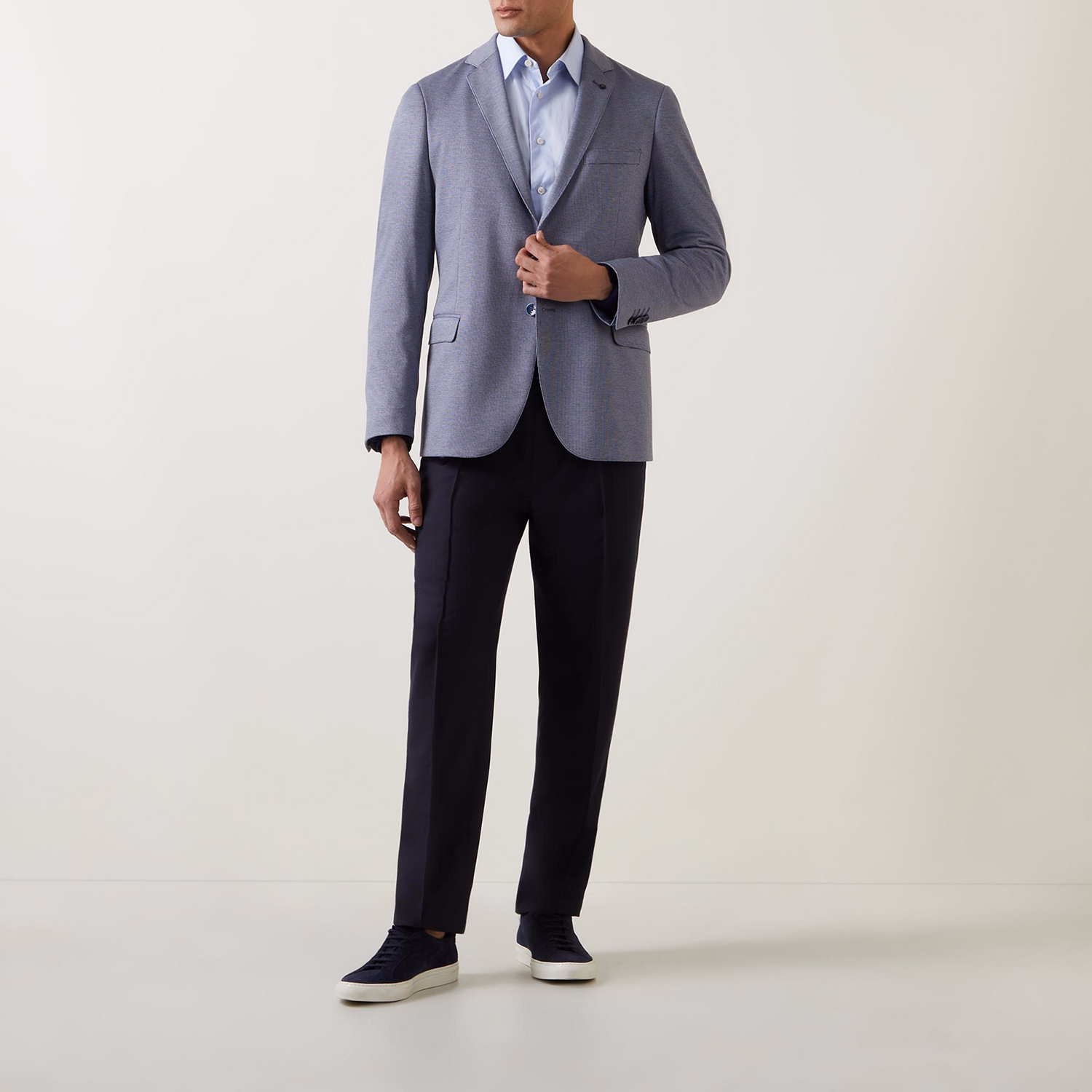 Micro-Check Single-Breasted Blazer