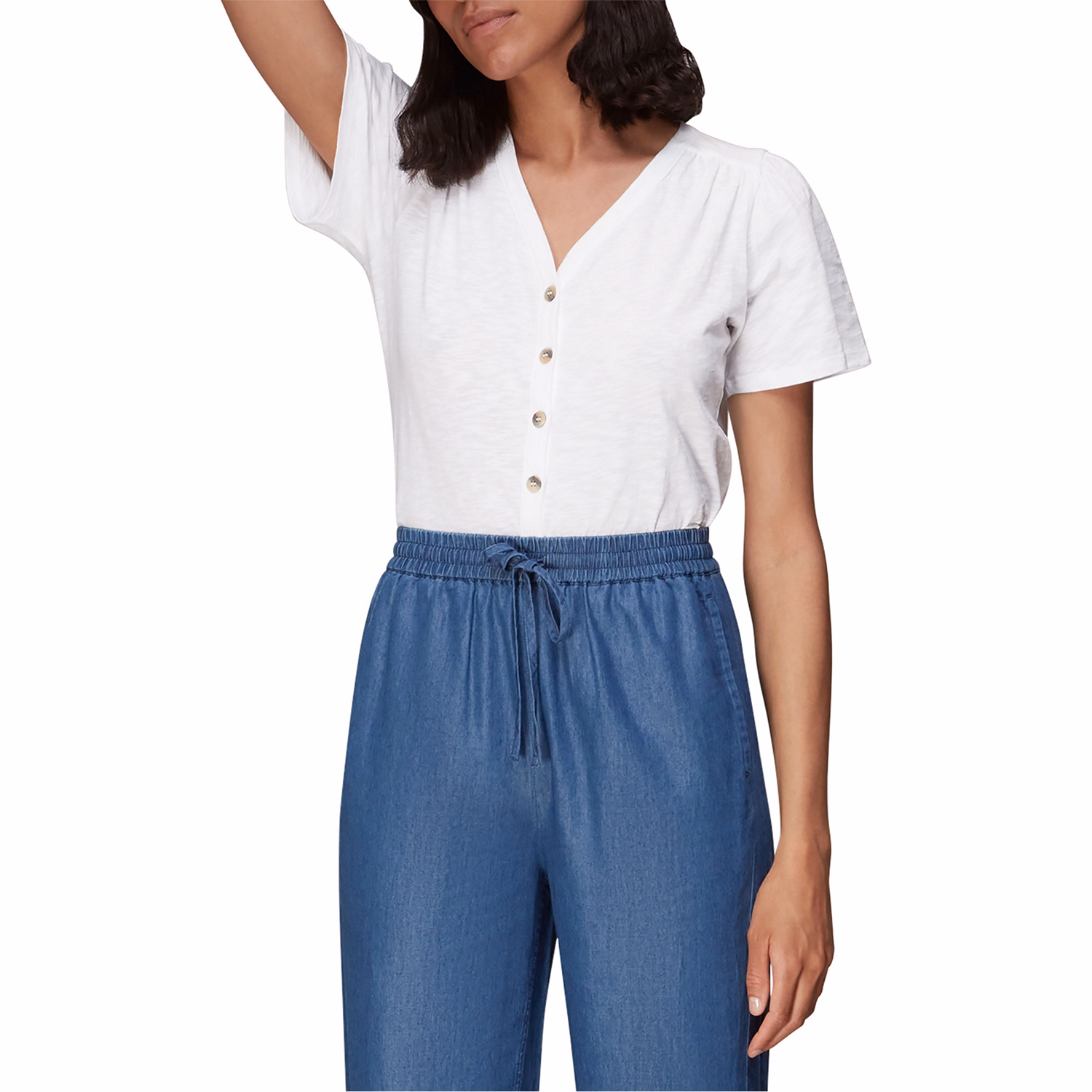 Maeve V-Neck Button Front T-Shirt