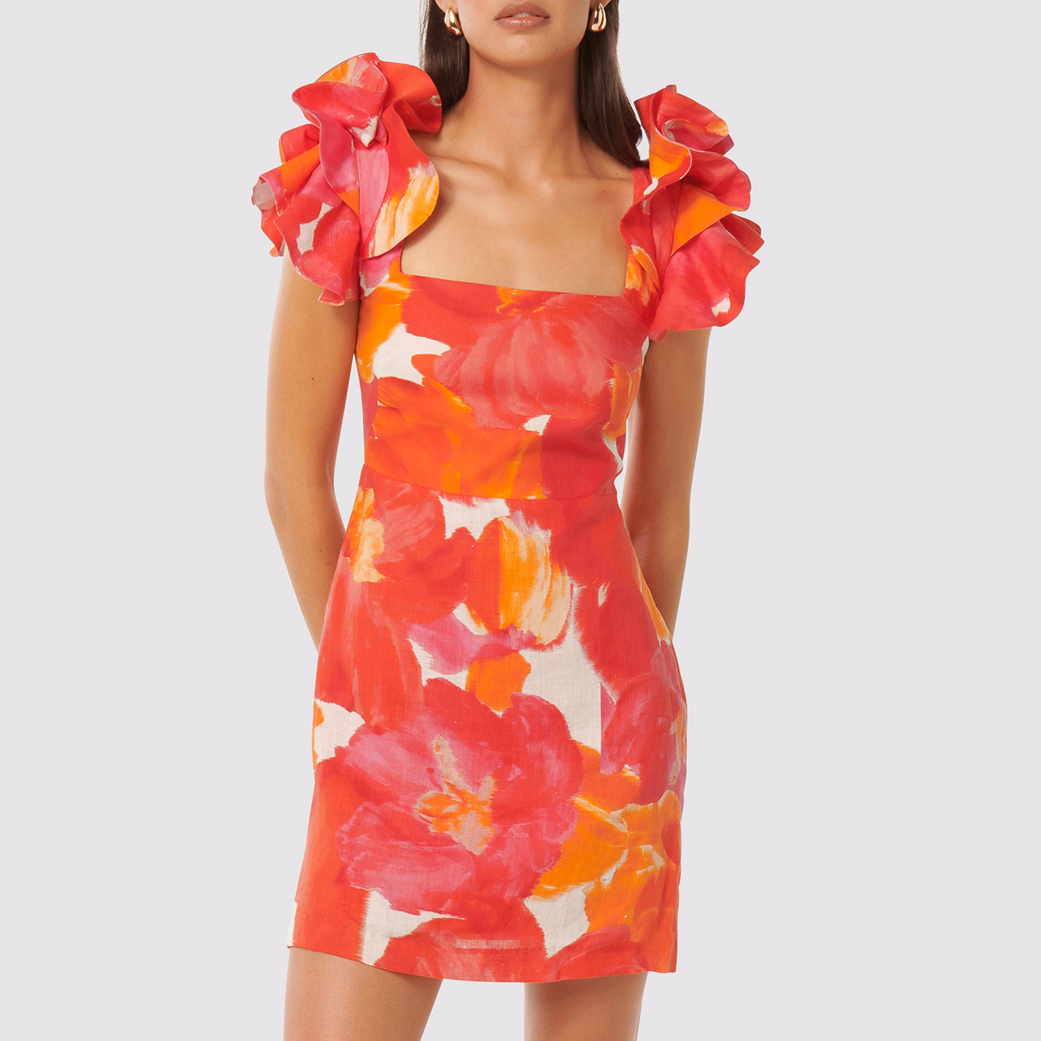 Mackenzie Printed Ruffle Mini Dress