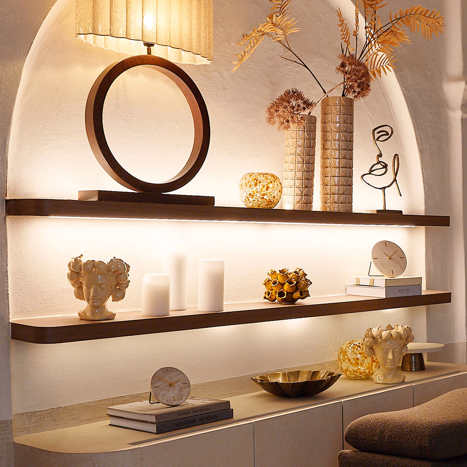 Jenay Clock ?20cm Travertine Sand