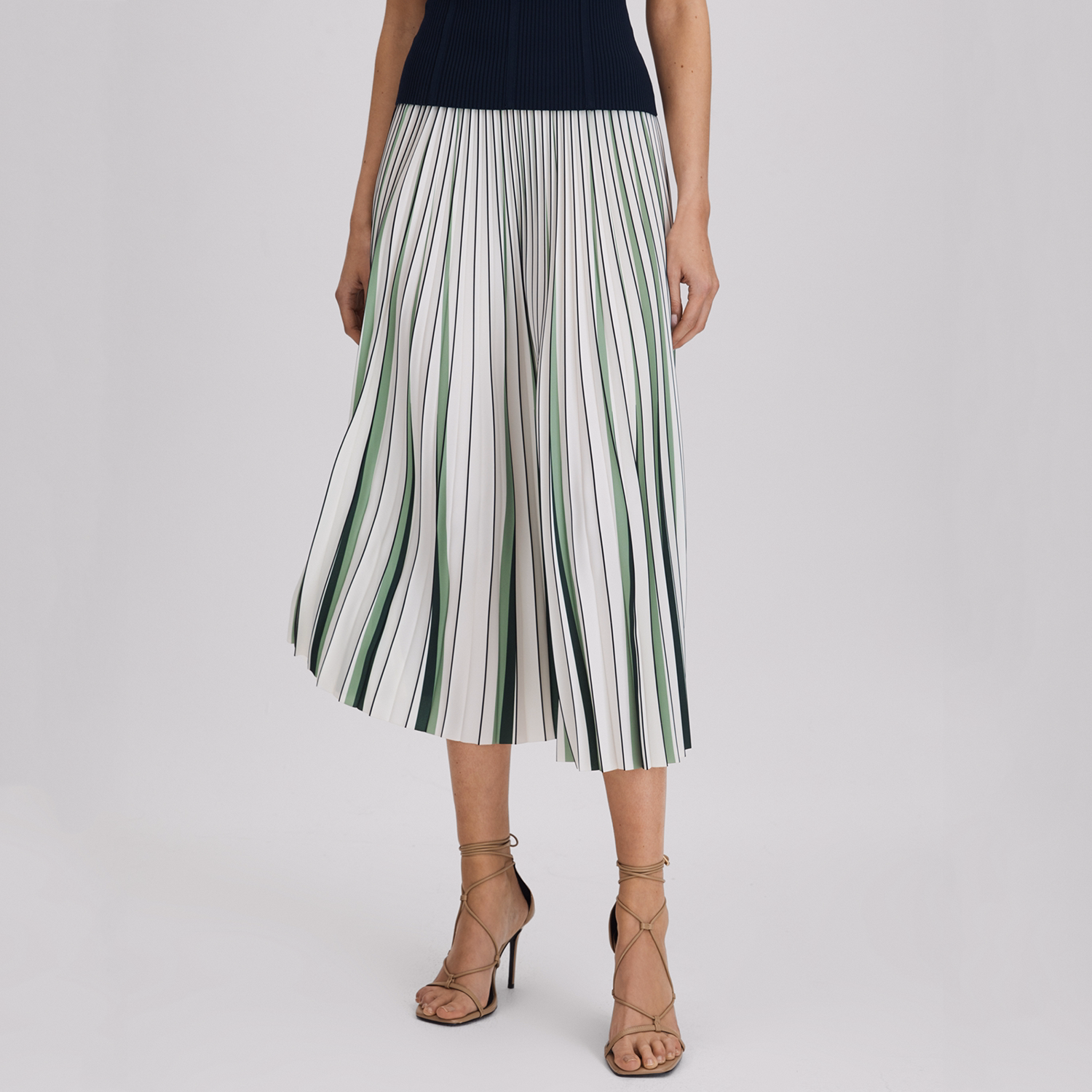 Saige Striped Pleated Skirt