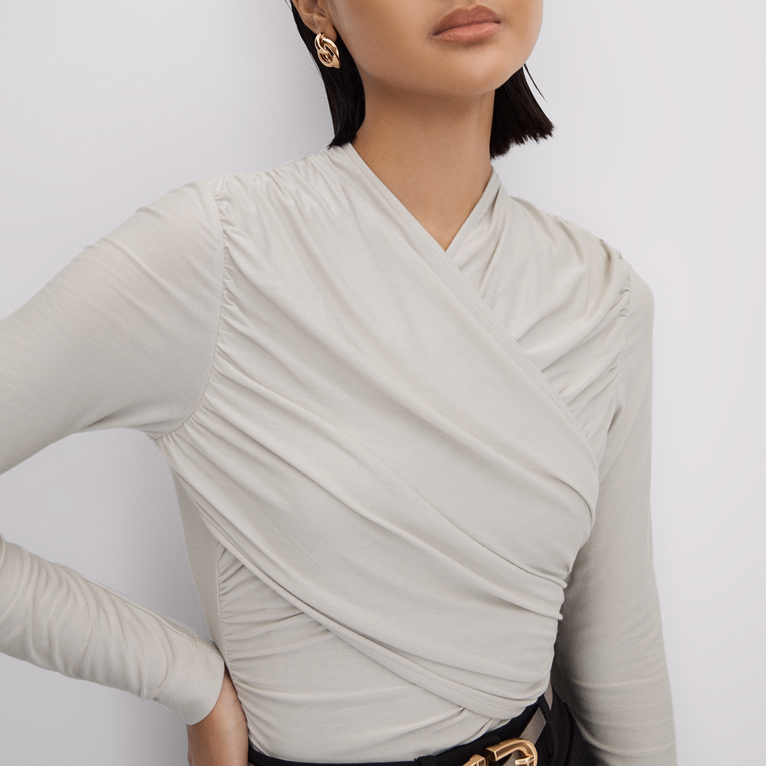 Mara Ruched Cross-Front Top