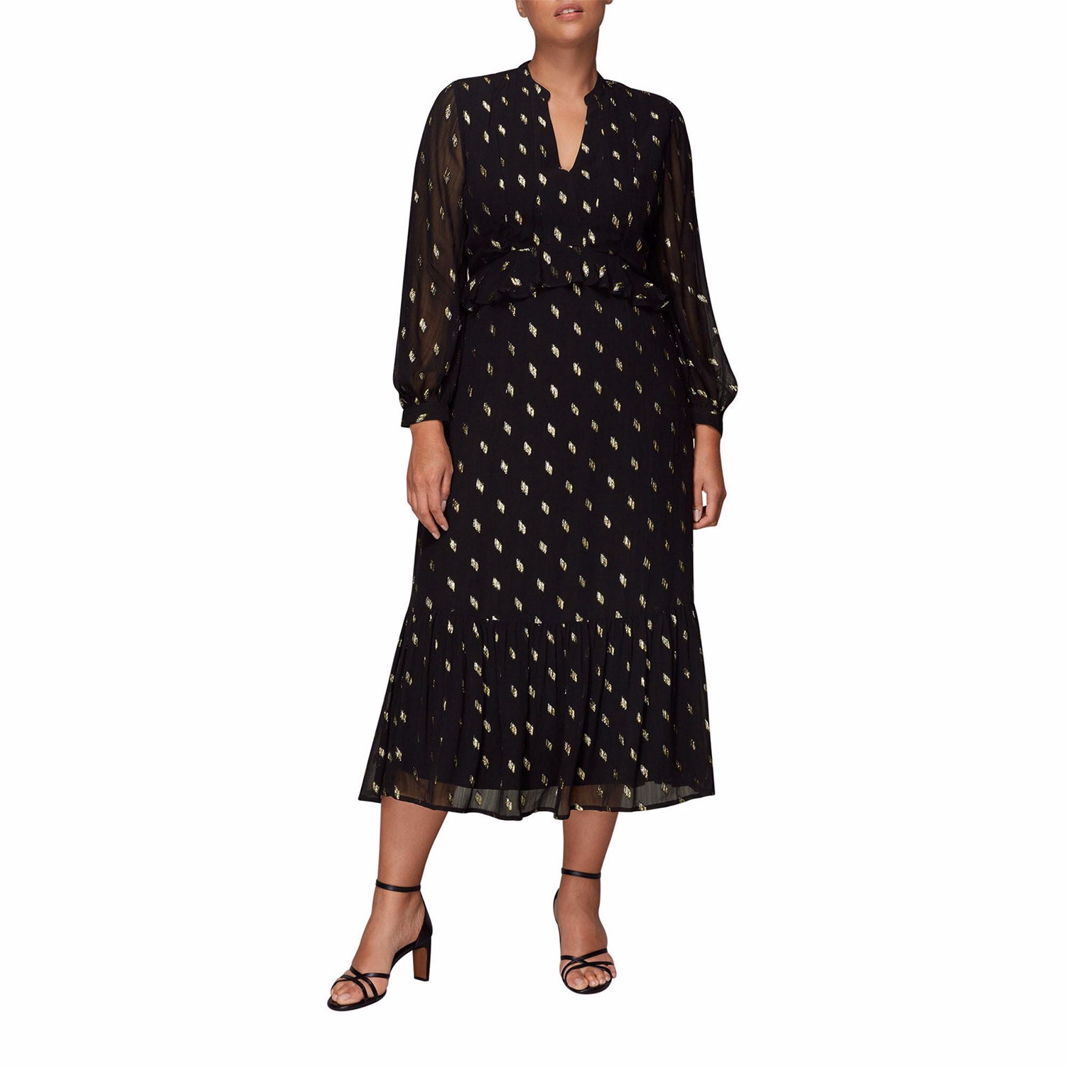 Dobby Metallic Midi Dress