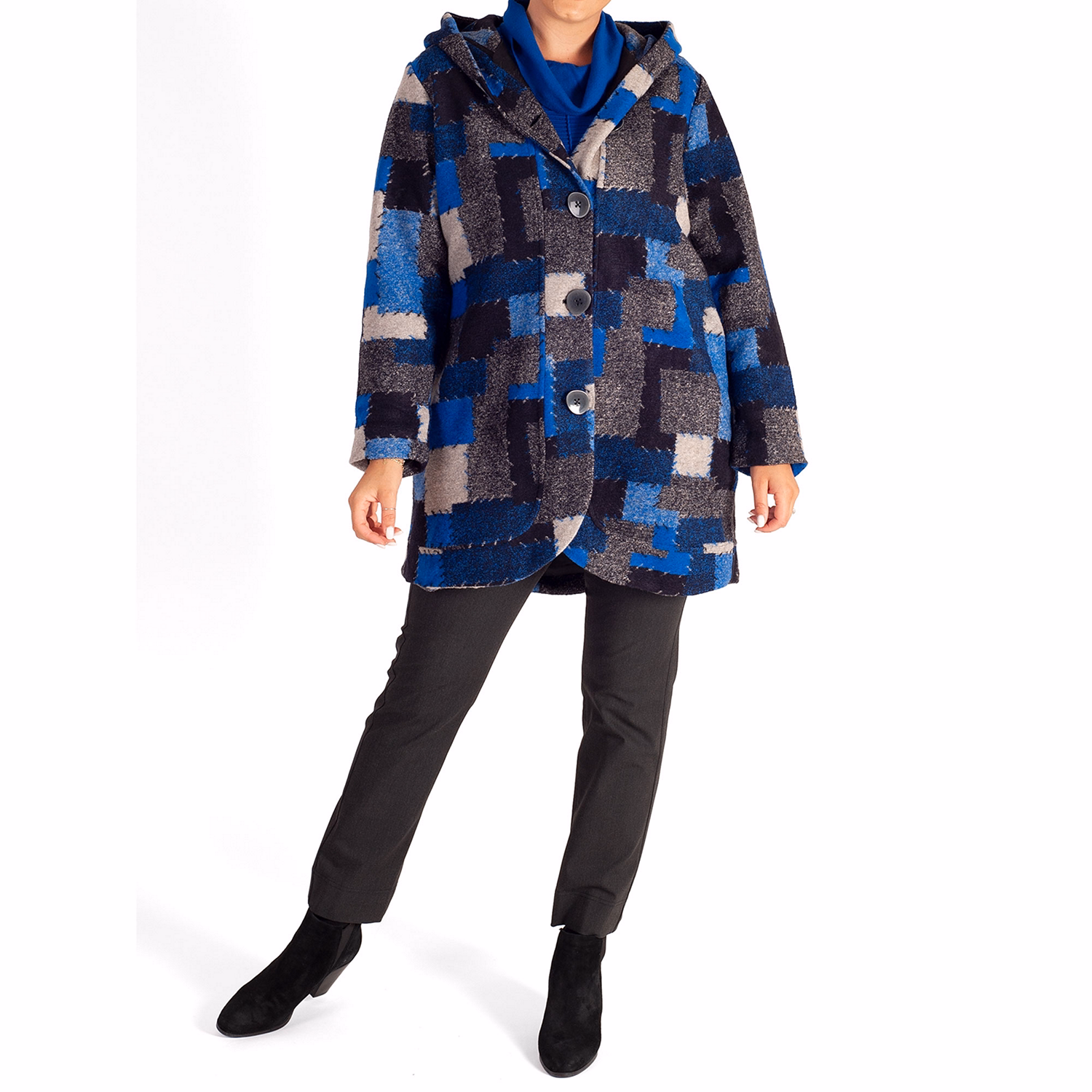 Patchwork Hooded Coat