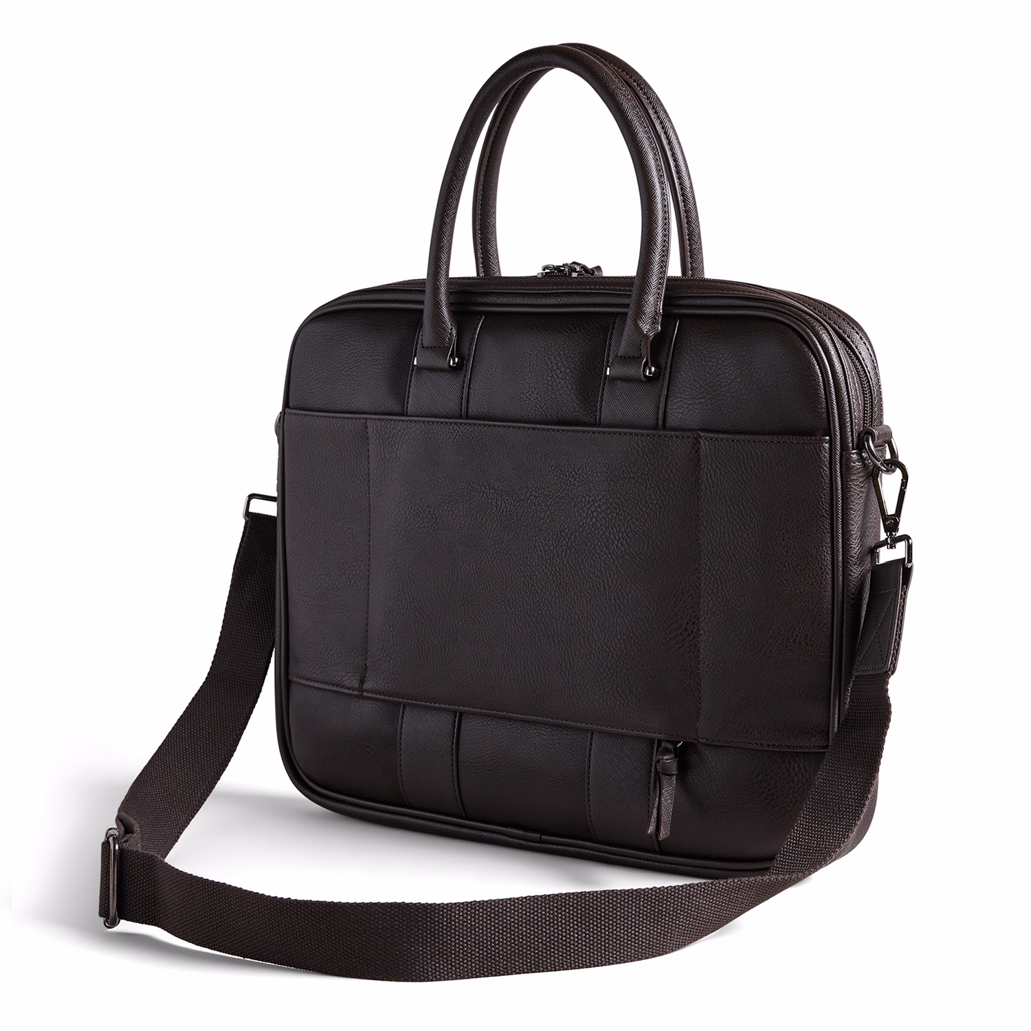 Nevver Striped Faux Leather Document Bag