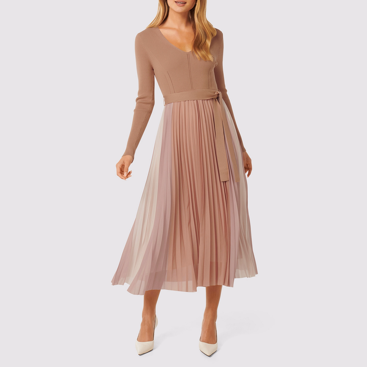 Alicia Pleated Knit Dress