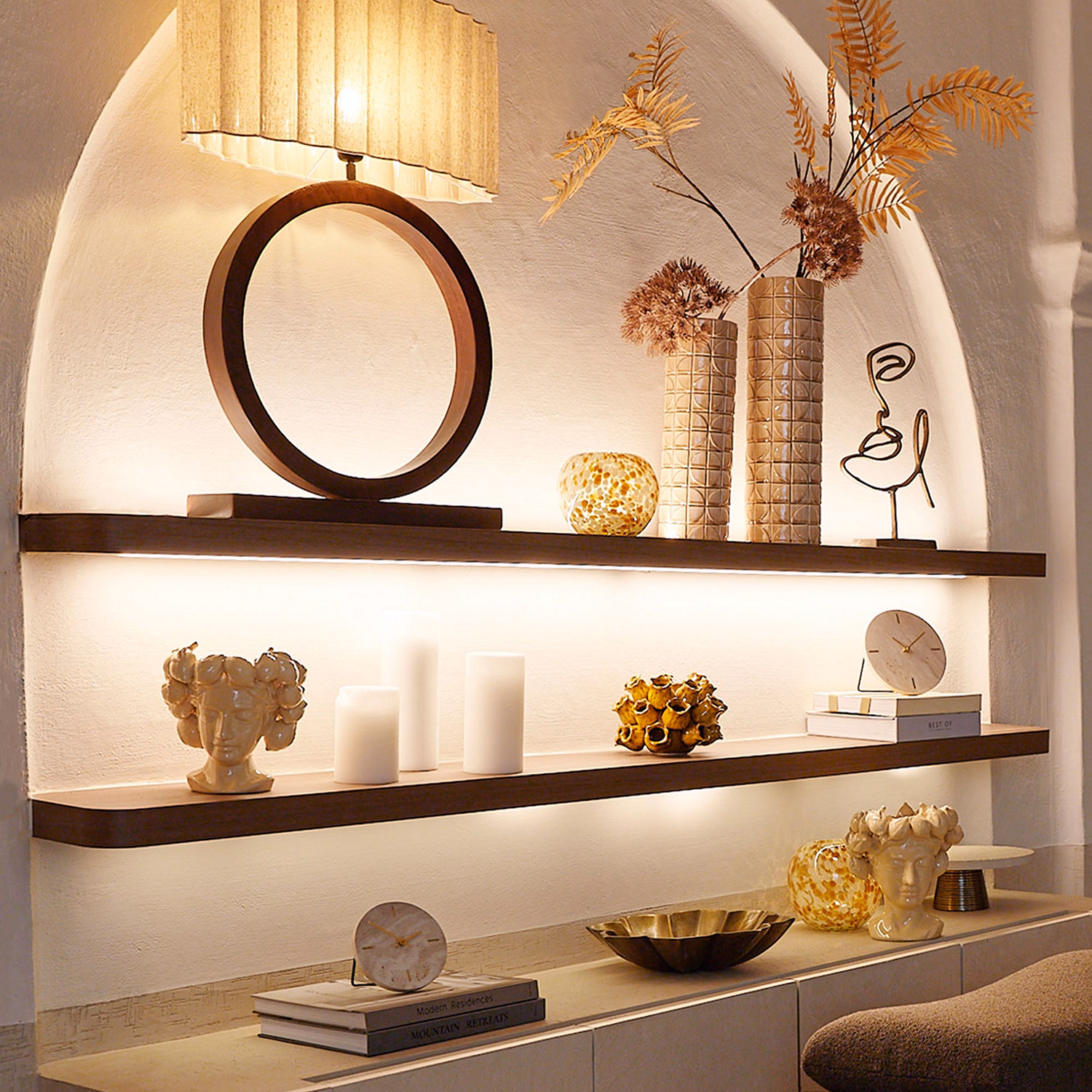 Jenay Clock ?15cm Travertine Sand