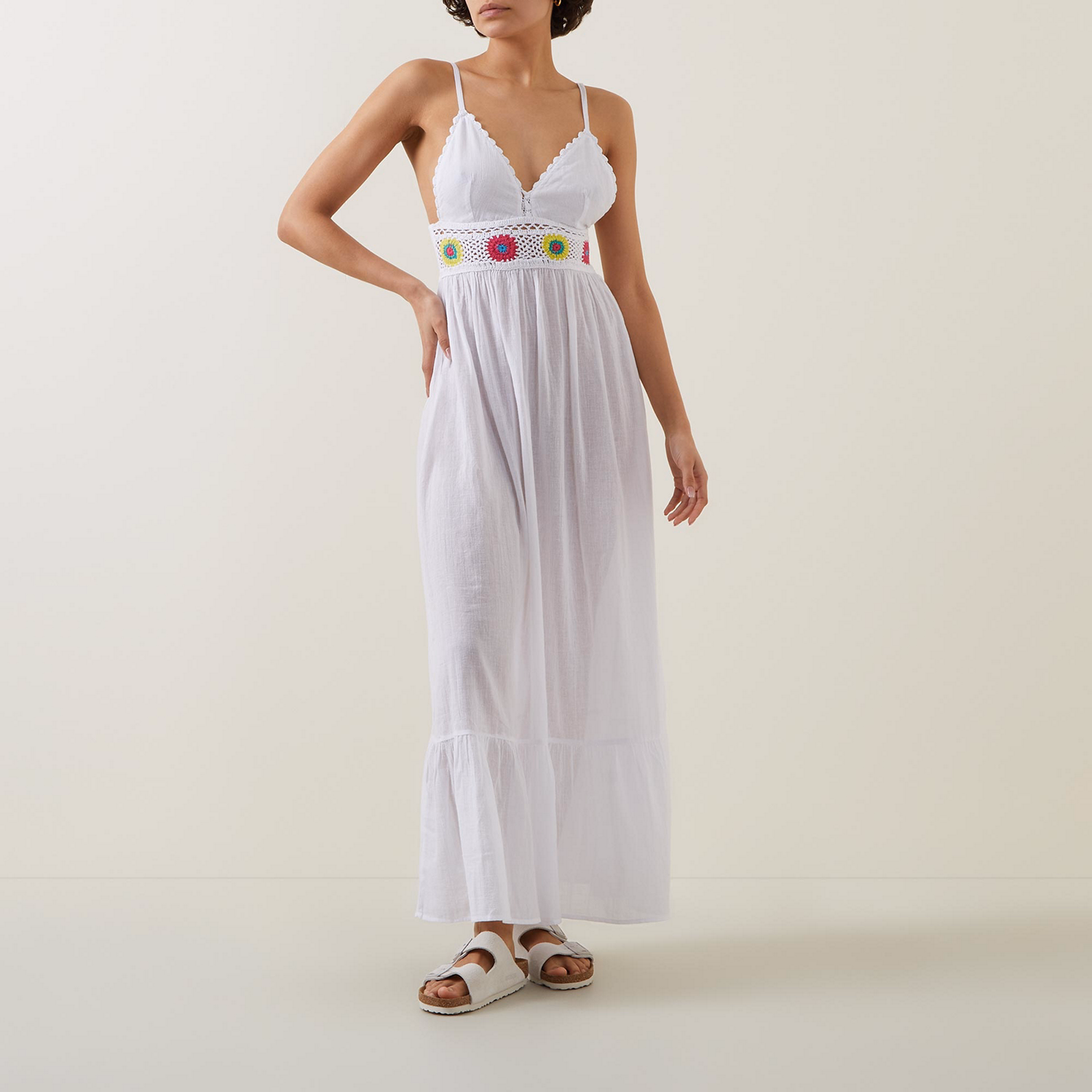 Crochet-Trim Flared Dress